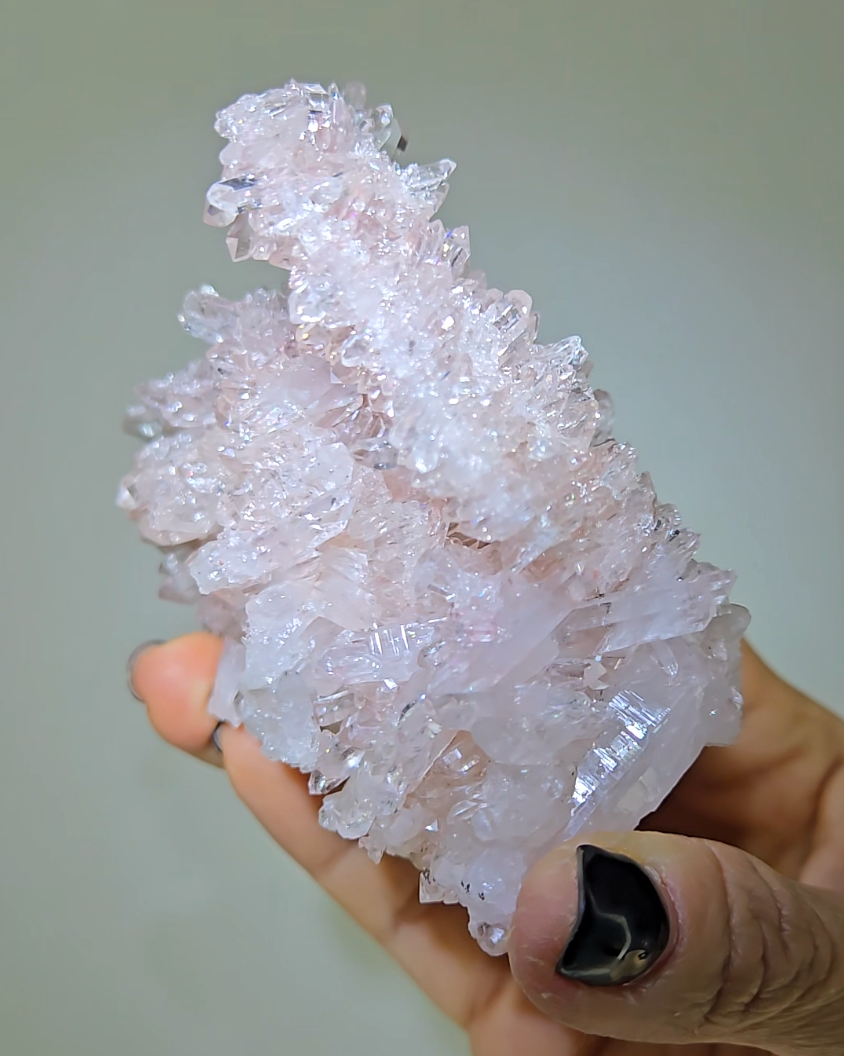 Pink Lemurian quartz with double terminations, rainbows - LQ178