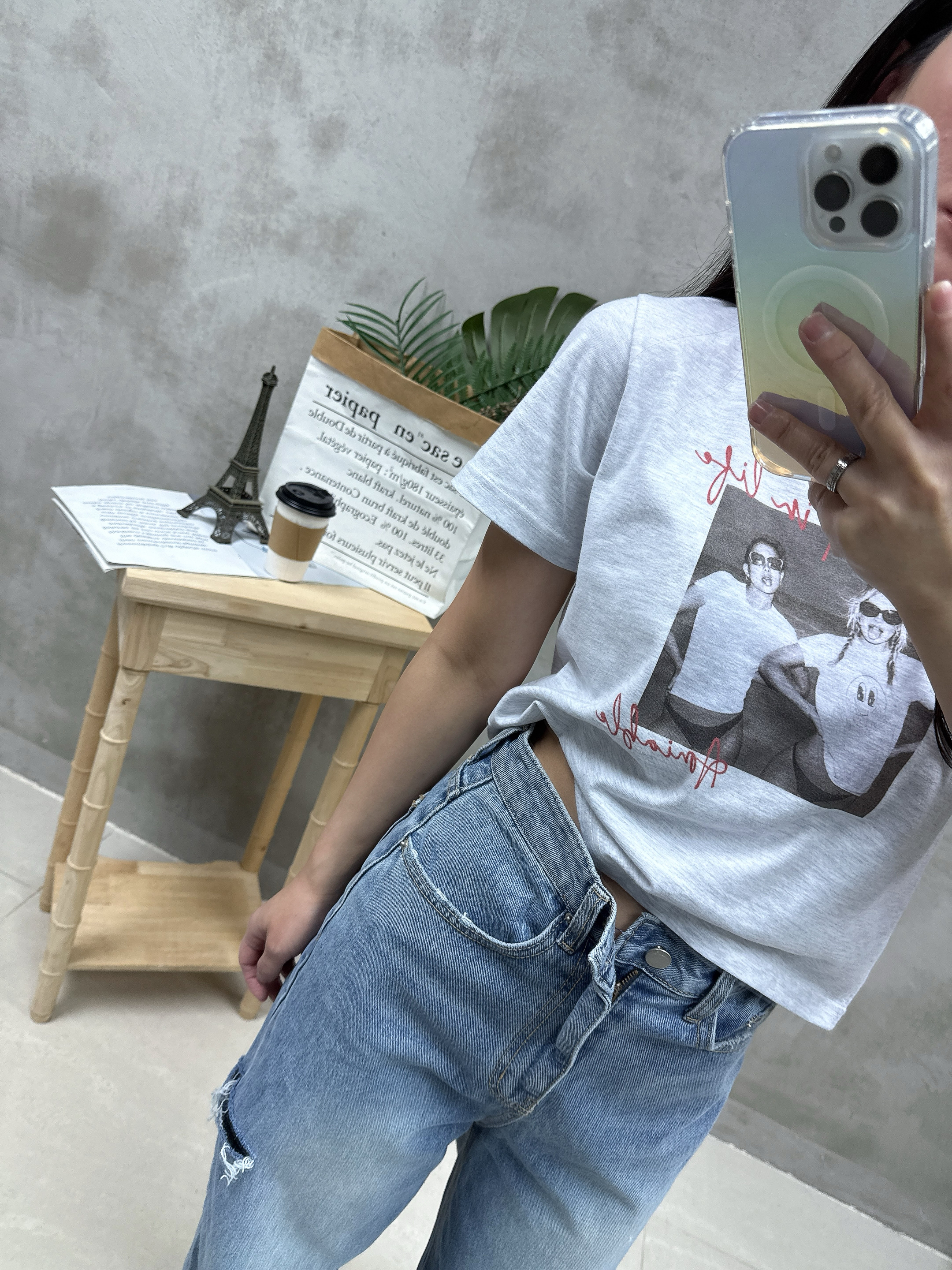 A14洗水print Tee