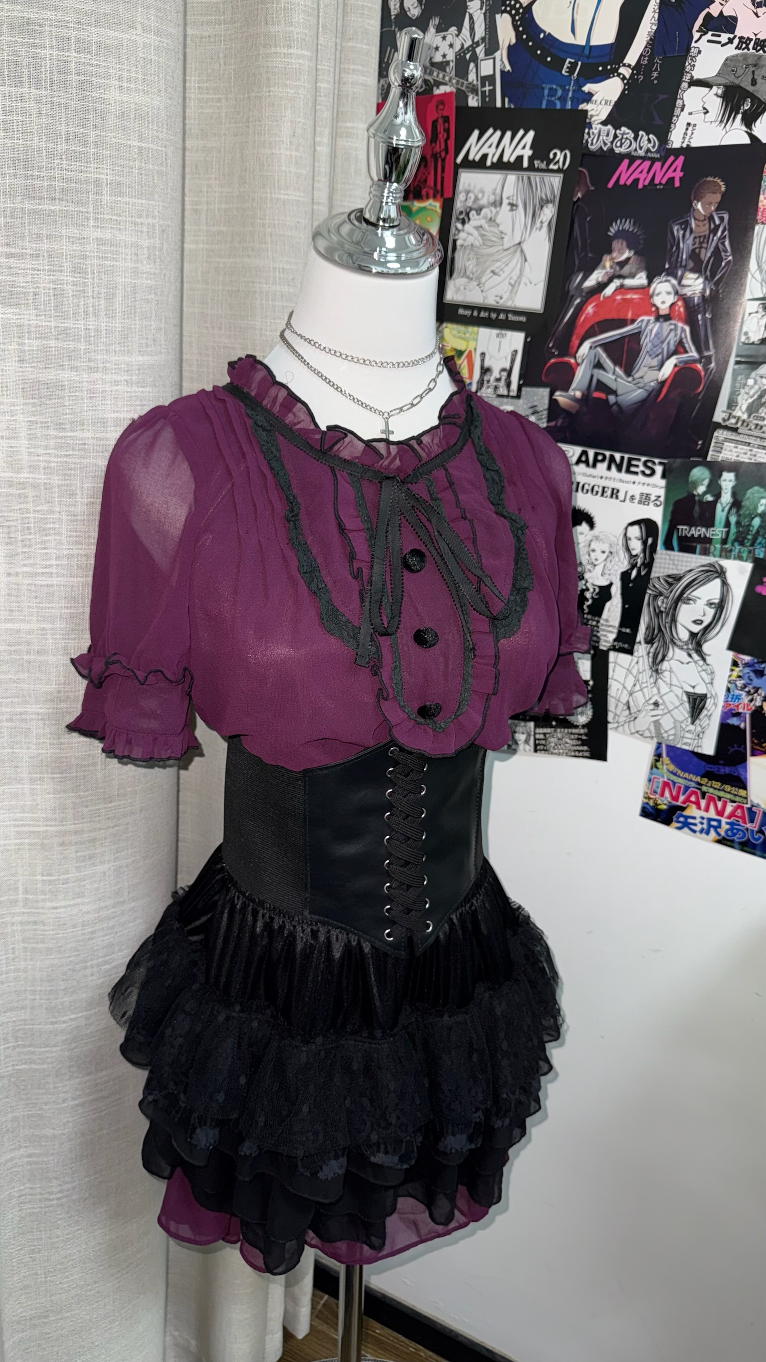 Kawaii Sheer Plum Babydoll Dress