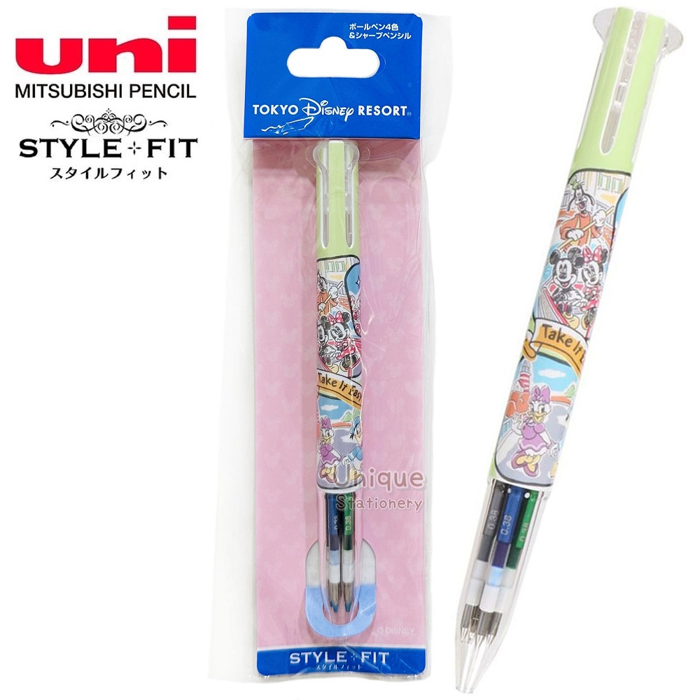 現貨｜【日本 Disney Store 限定】Tokyo Disneyland Resort 東京迪士尼樂園 日本製  Uni Style fit 多功能 5用筆 0.38mm 4色啫喱筆 + 0.5mm 鉛芯筆 068353