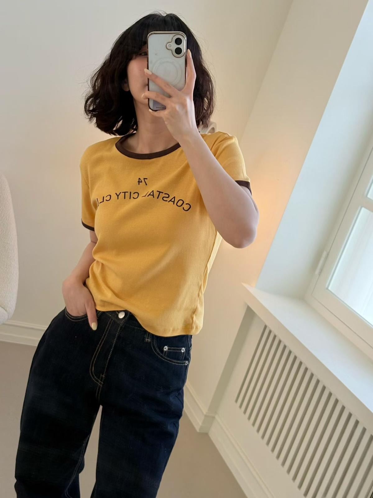 K07 拼色領Tee