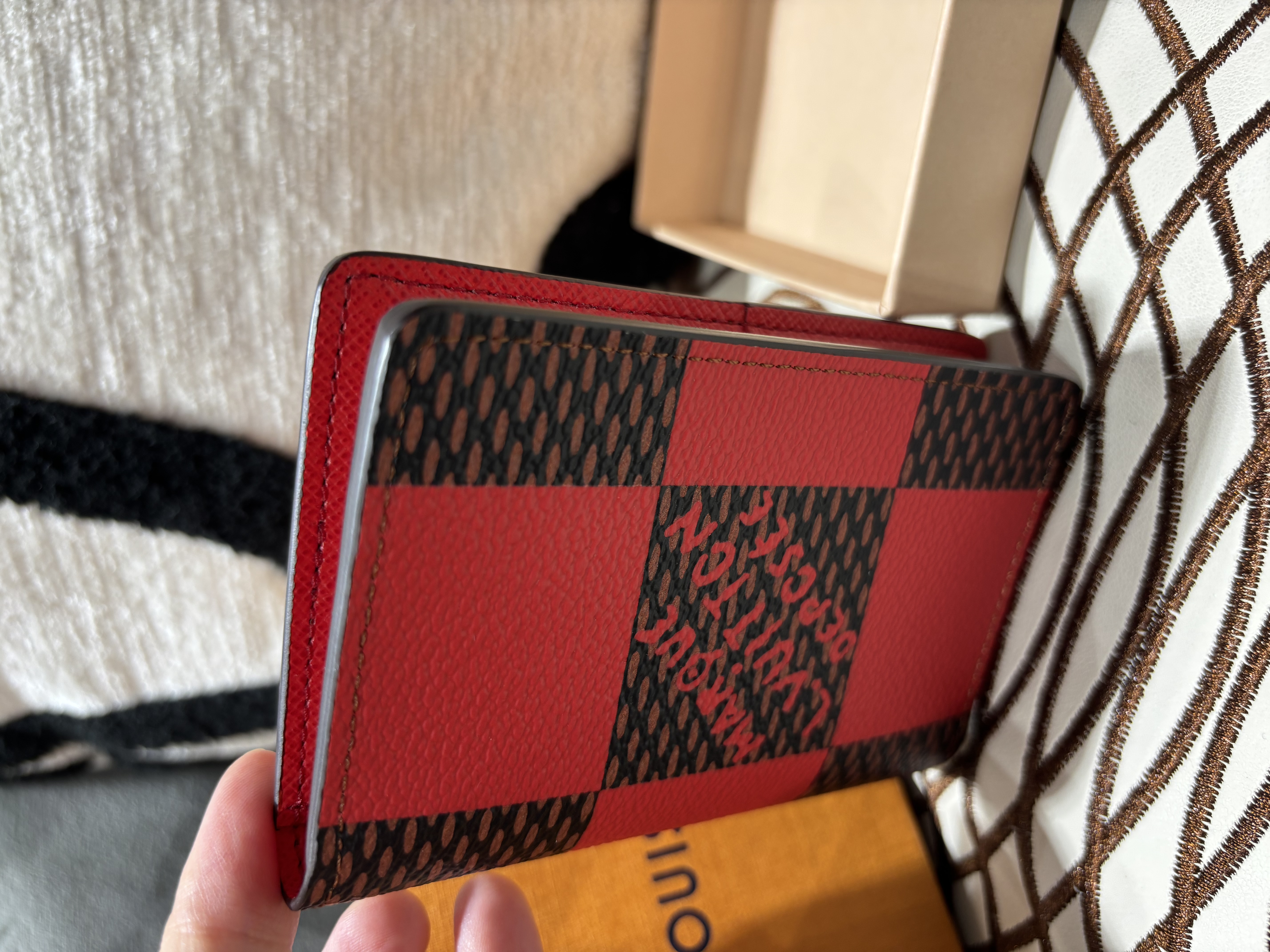 全新 LV Pocket Organizer Damier Pop "Rouge" Card holder N40614 100%Authentic, 全新100%new  ✅Box