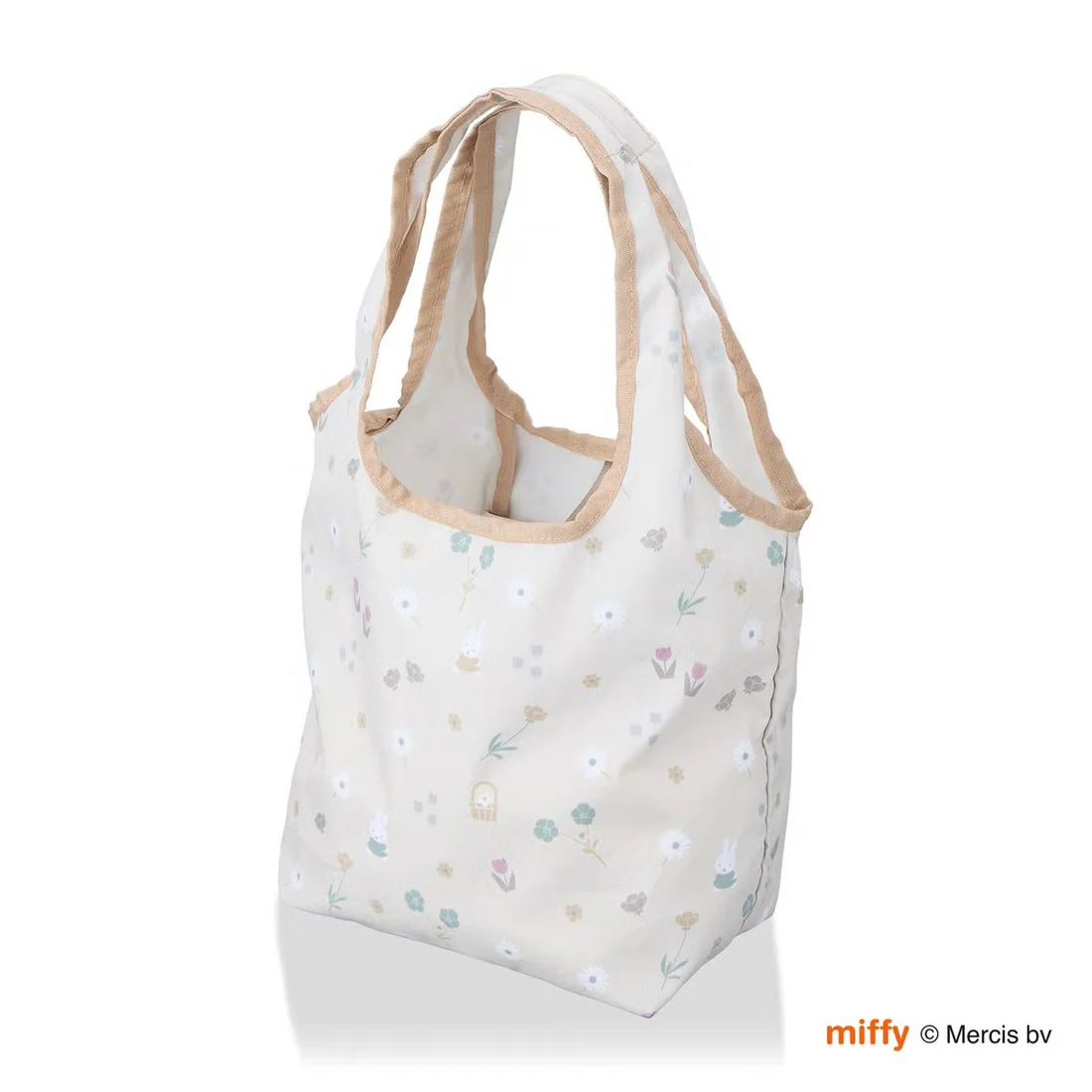 MIFFY 可摺疊 環保袋 S 米色 小花
