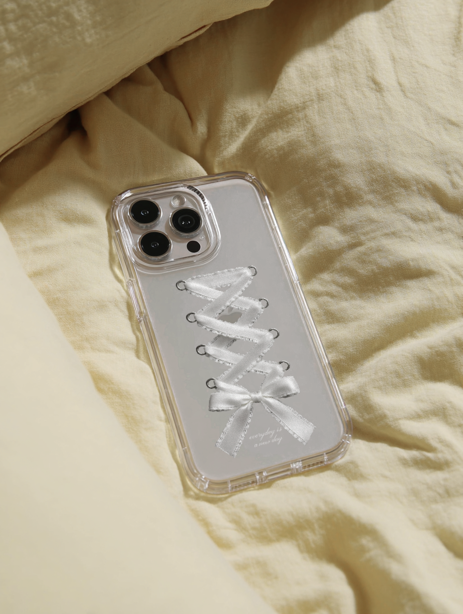 【Corset Milky Ribbon Bow】透明iPhone Case