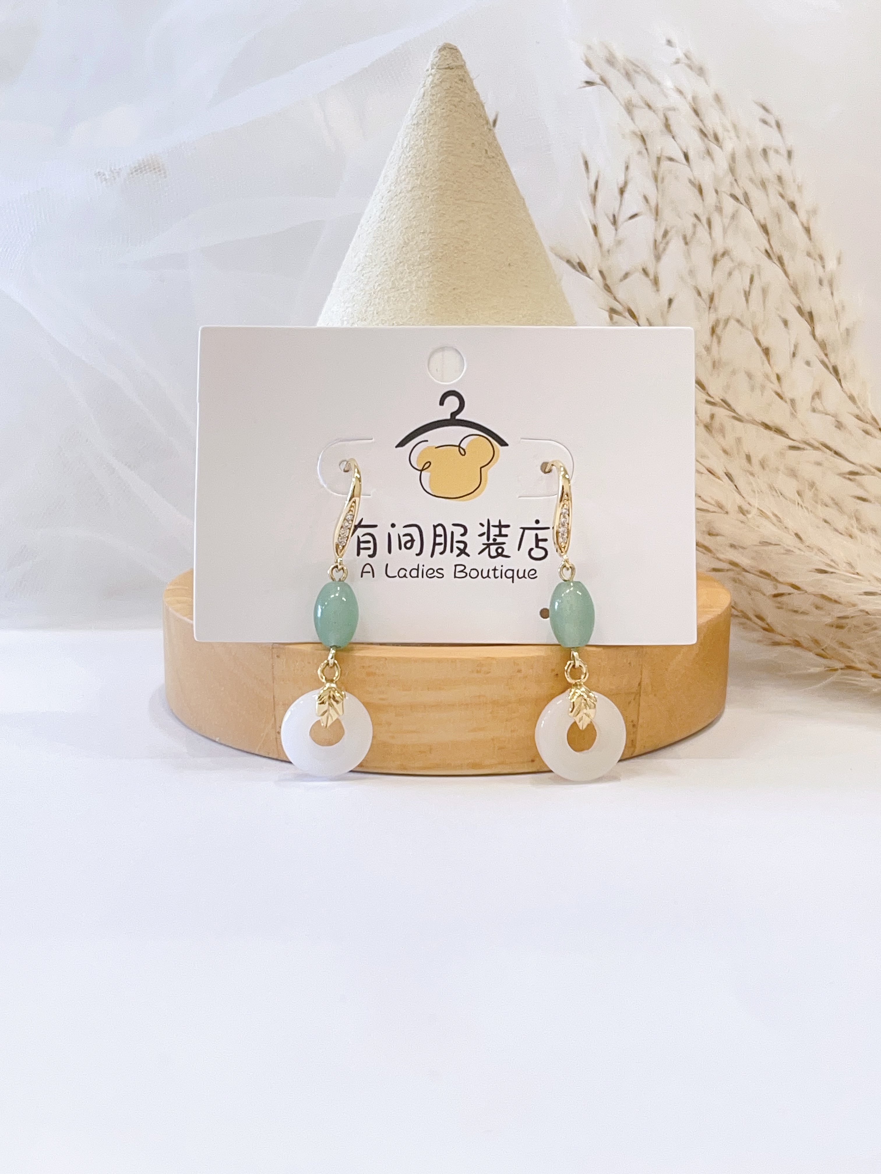 简约国风平安扣耳坠耳环