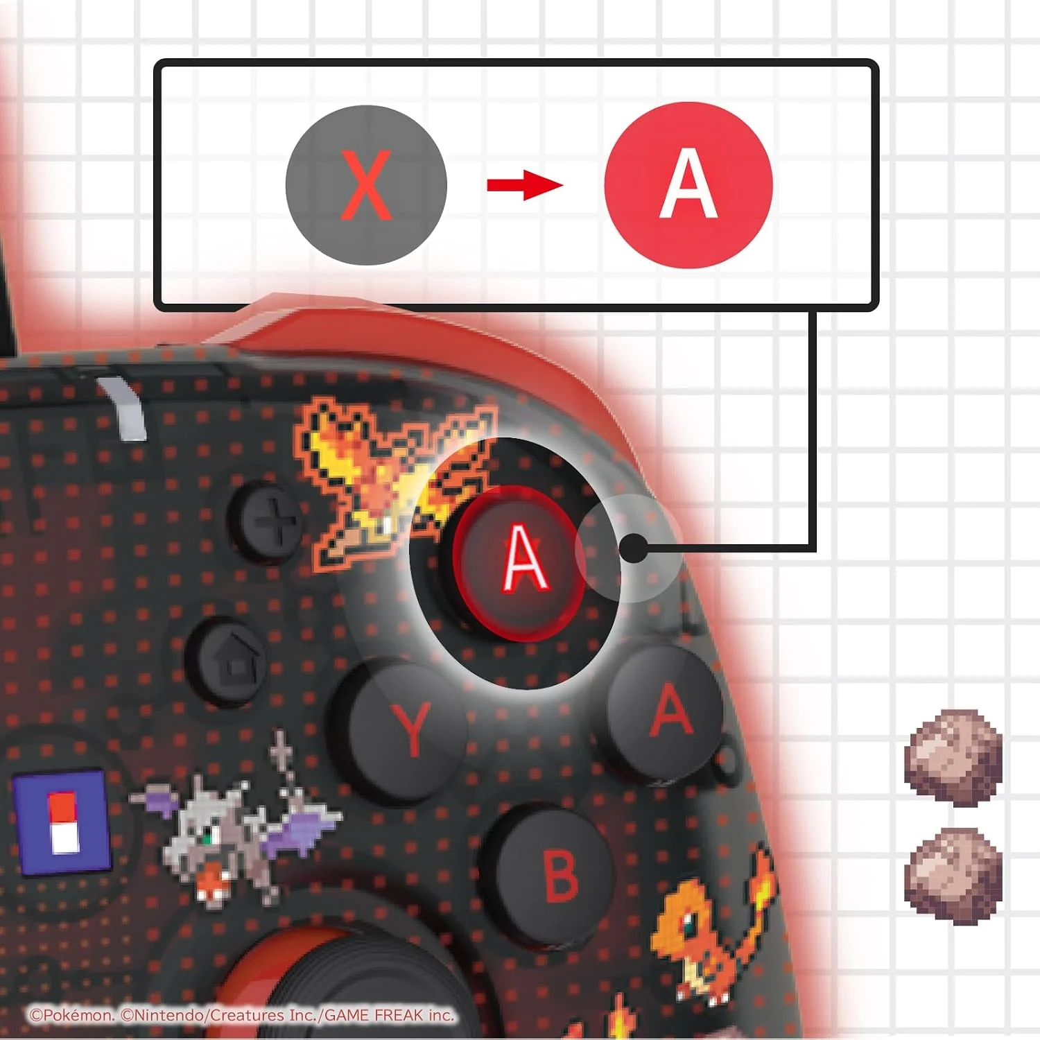 HORI NS2 有線控制器 Tubro 寶可夢像素風紅 (NSX-228)        HORI NS2  Pad Tubro Pokémon Pixel Art Red (NSX-228)