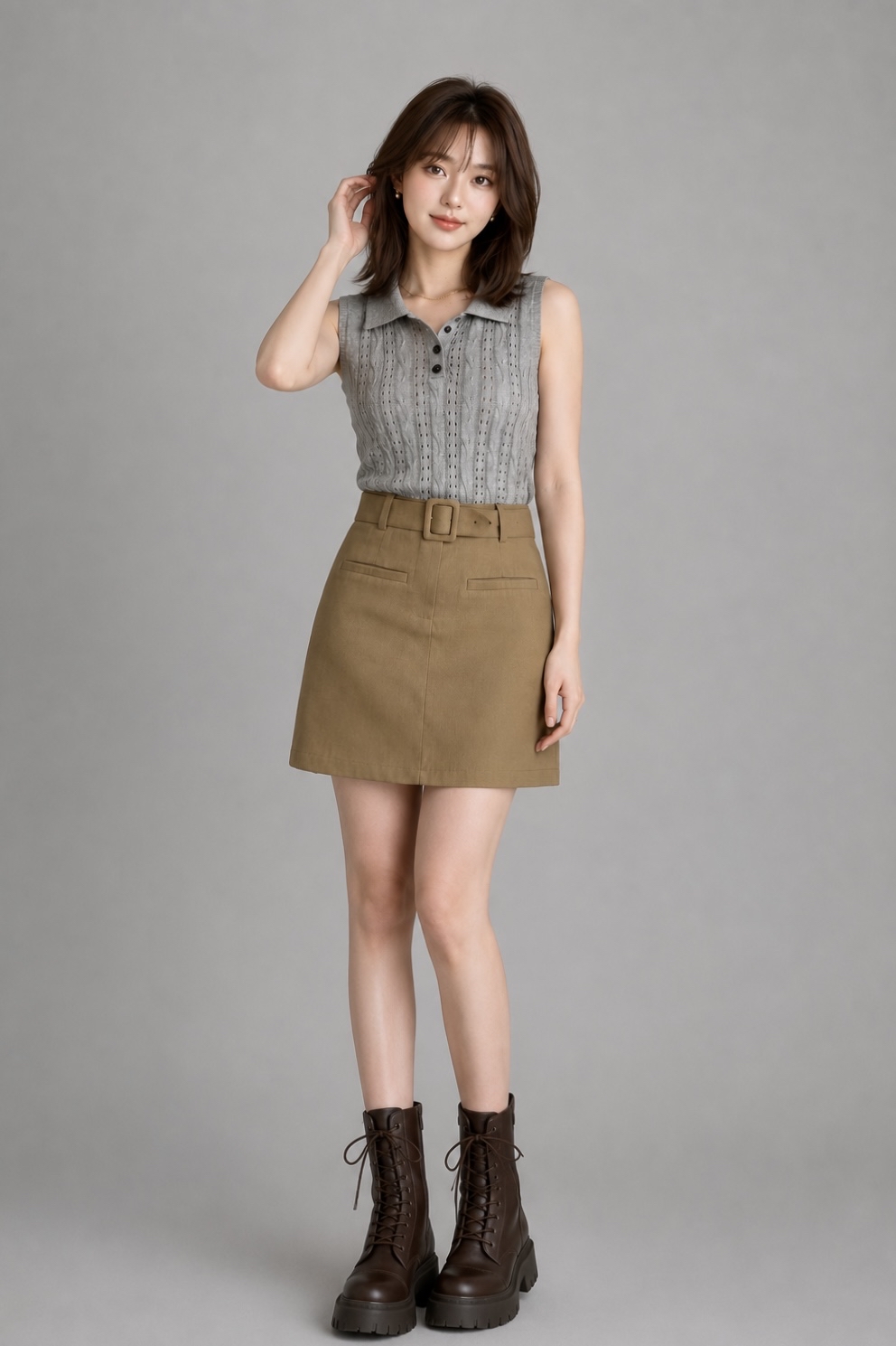 30887 Avery Pointelle Knit Polo Top