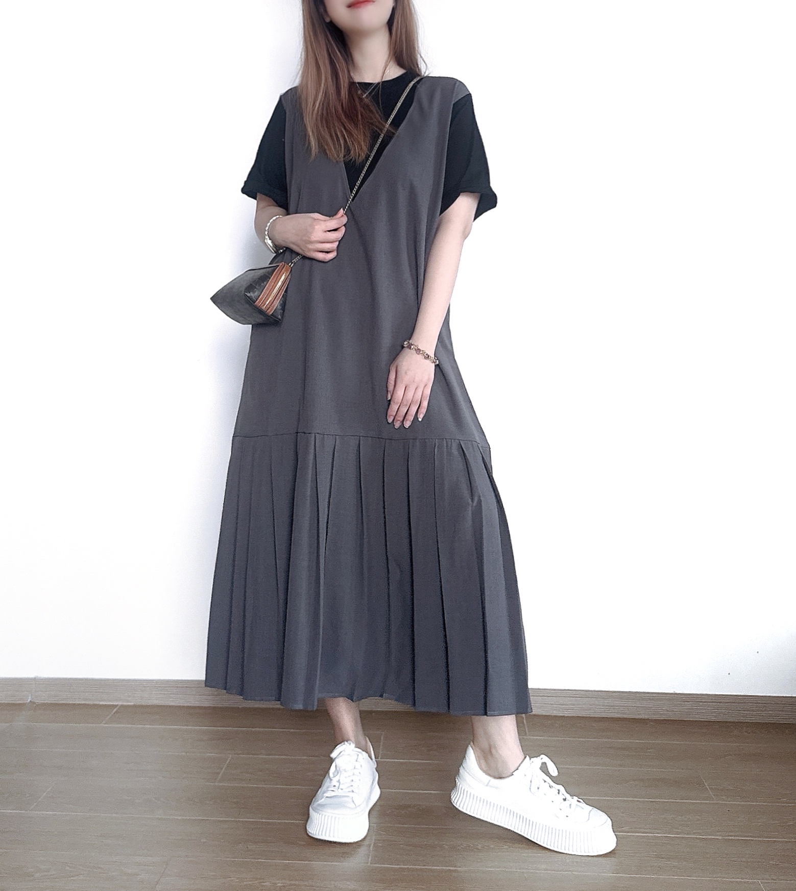 🌼初春優惠🍀 簡約拼接西裝百摺Ops