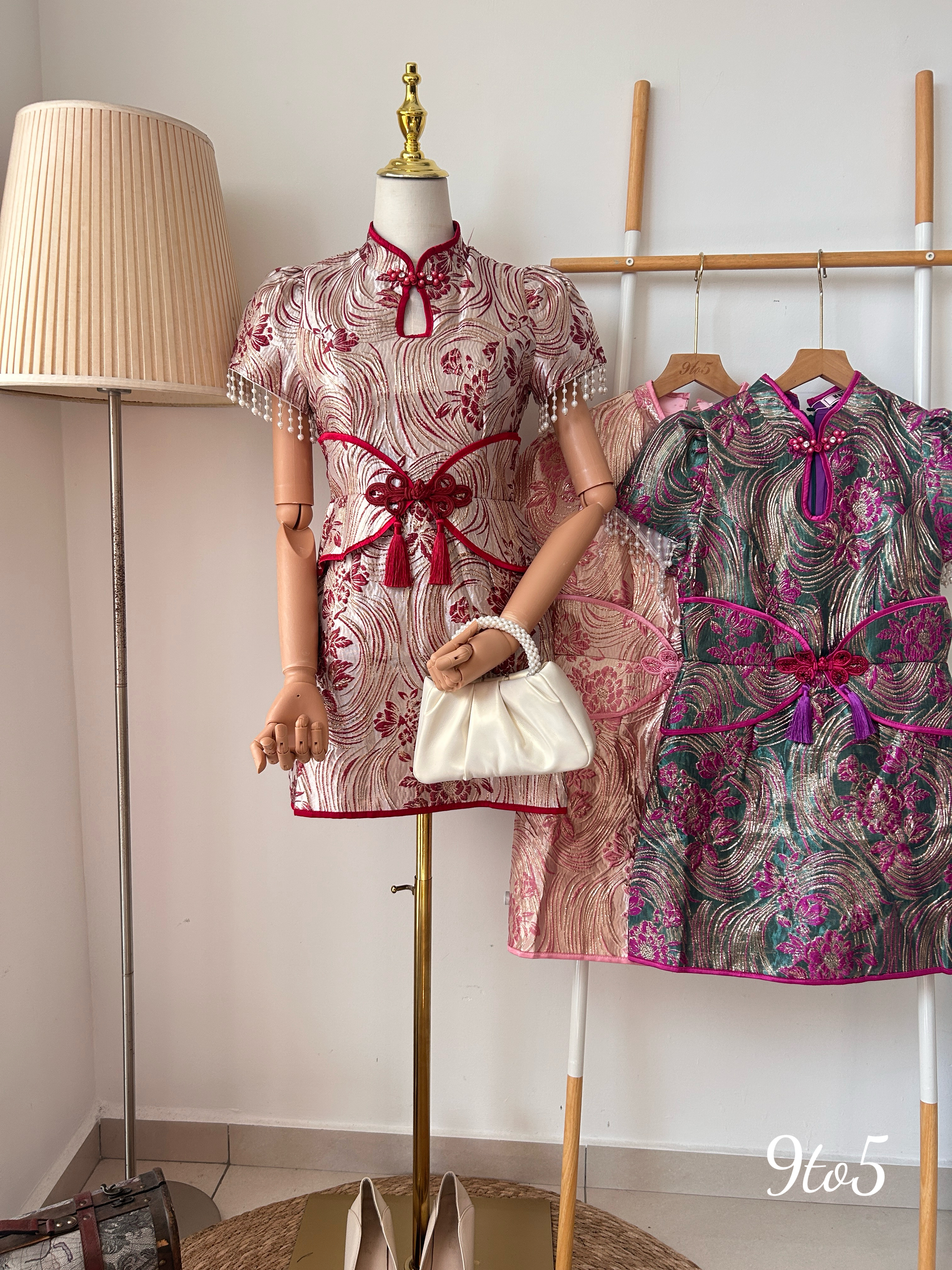 D2310 Floral Cheongsam Dress - 3 Colors