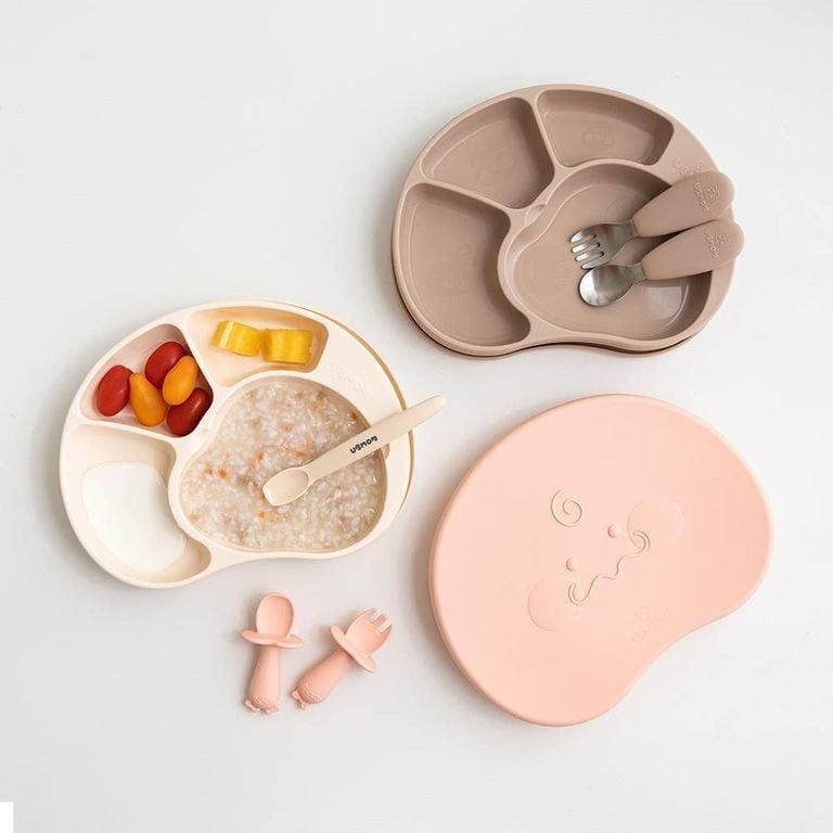 Ubmom鉑金矽膠吸附有蓋餐盤