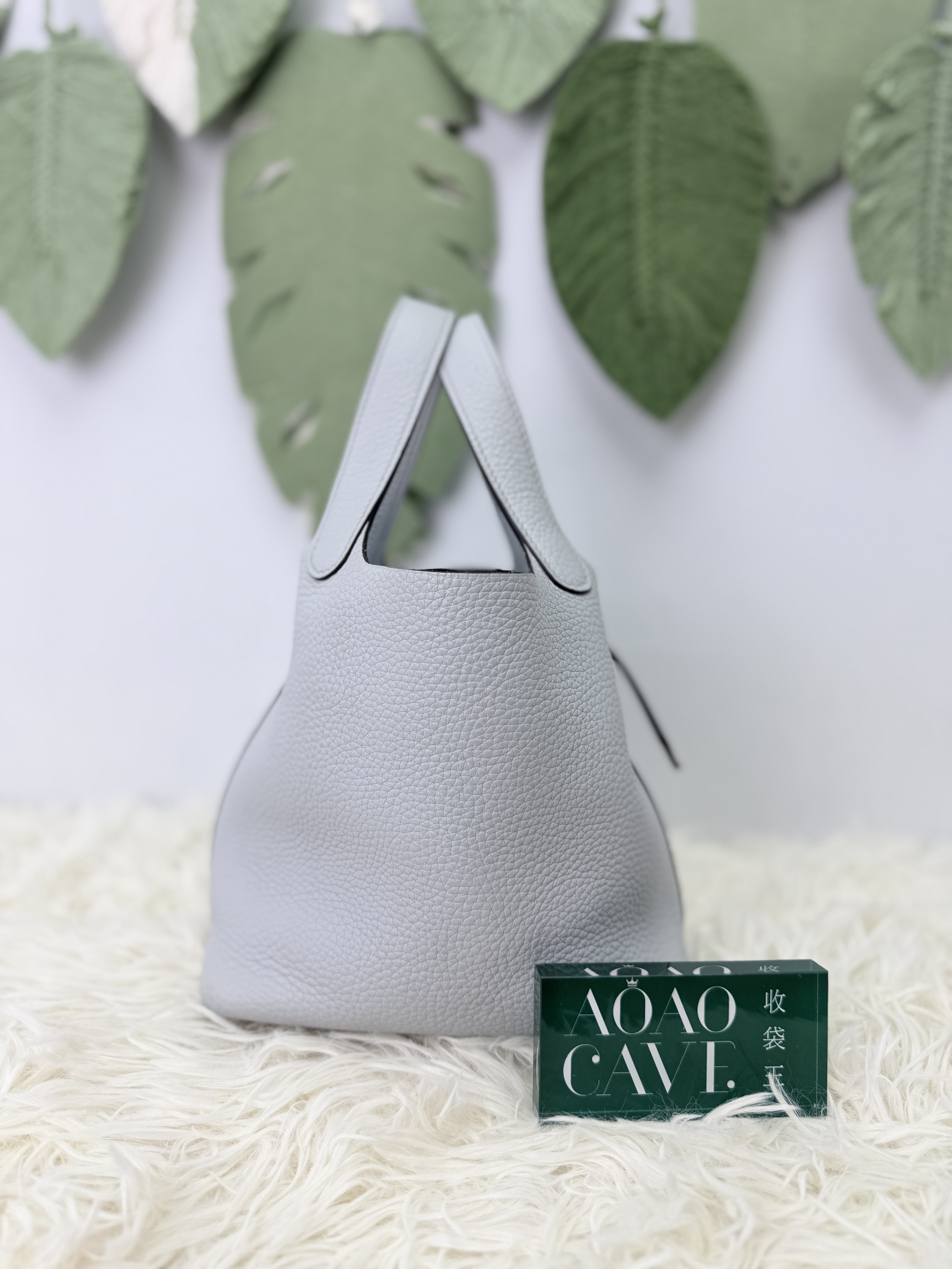 Hermes 🤍PRE OWNED P18 菜籃子 Y stamp baby blue 聖杯藍 有塵袋🩵