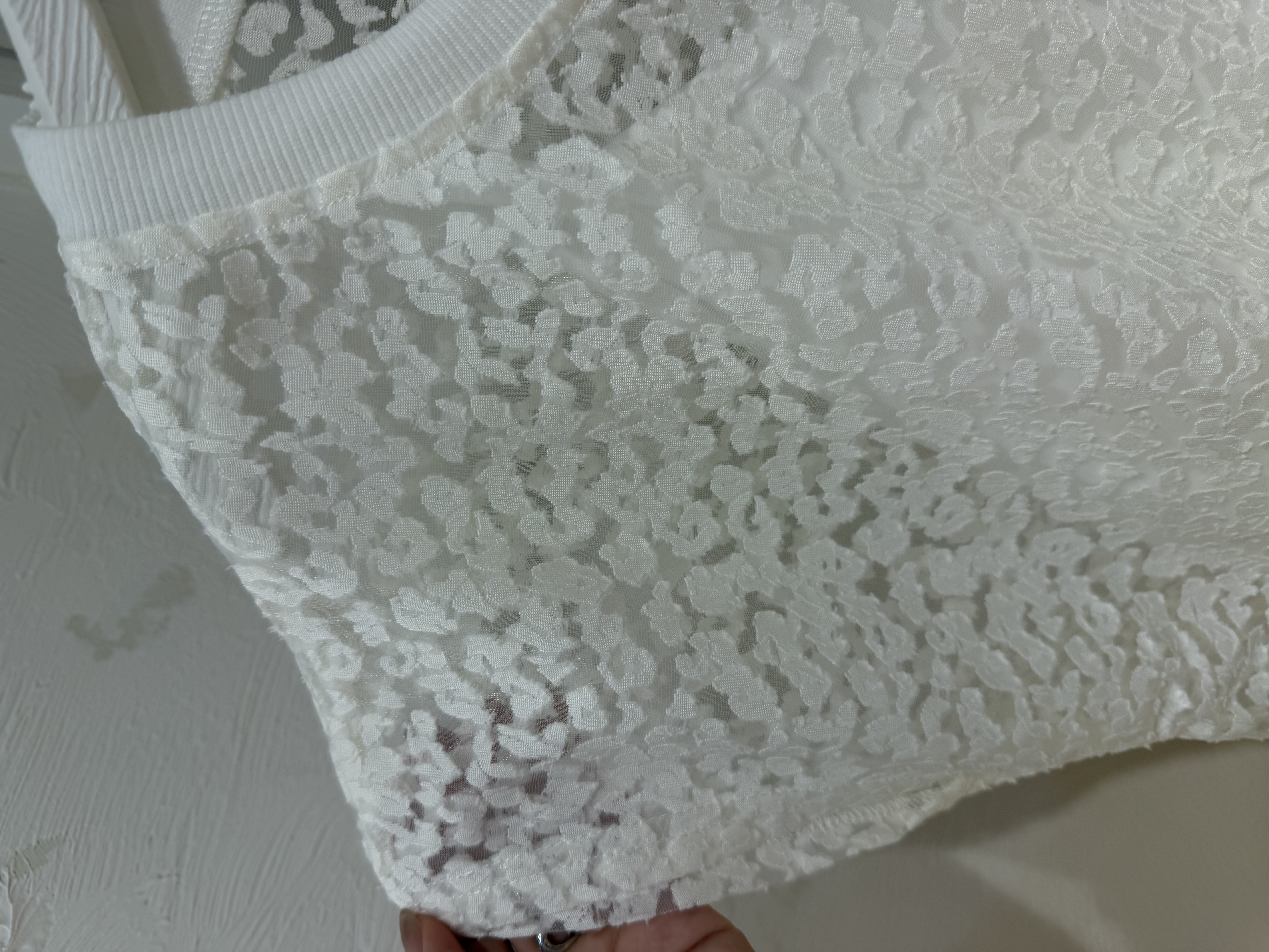 精緻蕾絲短袖假兩件上衣