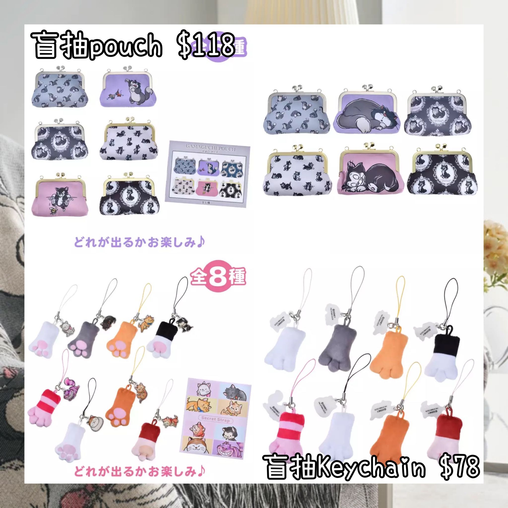：日本：DISNEY CAT DAY 2026 2/2 日本發賣 盲抽 POUCH 盲抽 KEYCHAIN