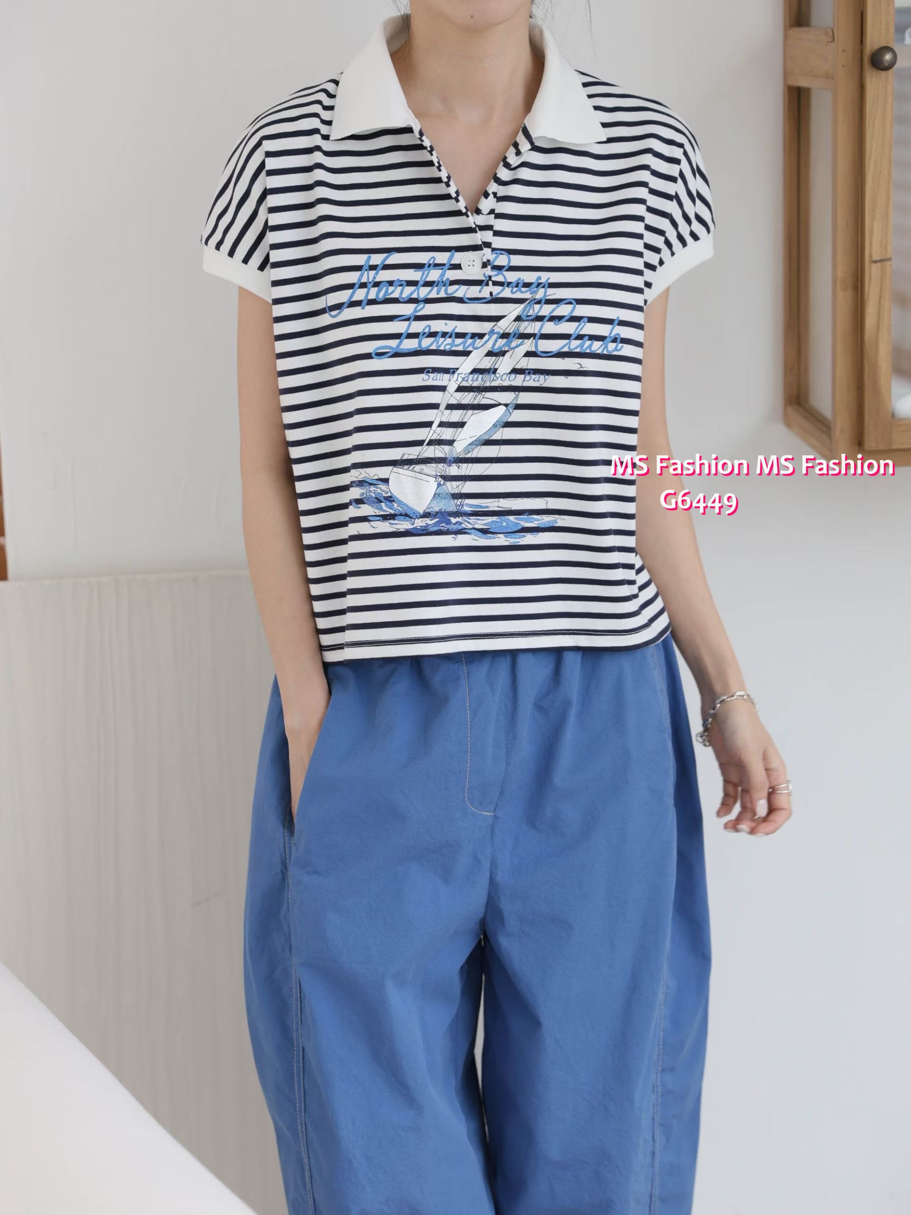 G6449 靚print橫間polo恤