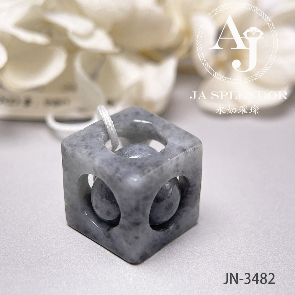 JN-3475/81/82/84 天然翡翠A玉 烏鷄招財進寶骰子吊墜