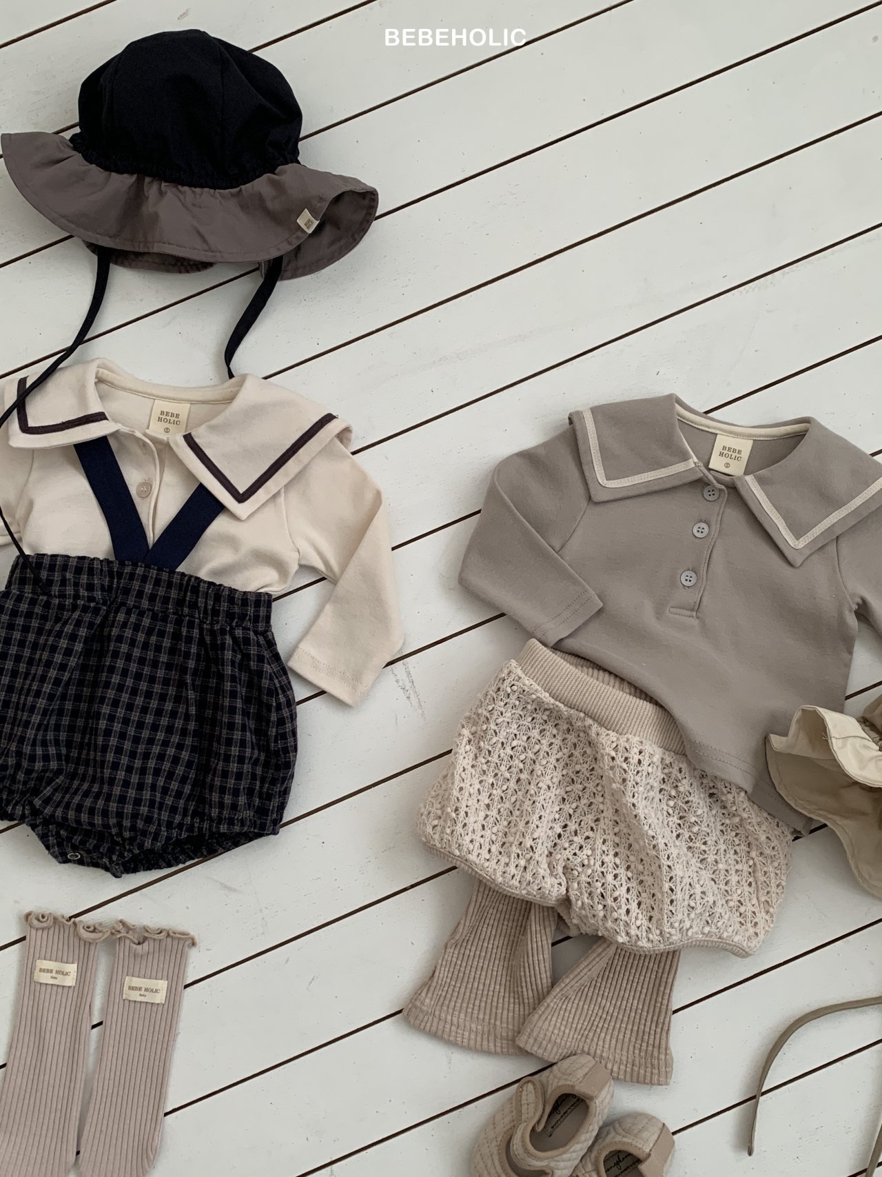 🌸預訂 韓國直送🌸🇰🇷BEBEHOLIC兩色品牌印花水手領長袖上衣