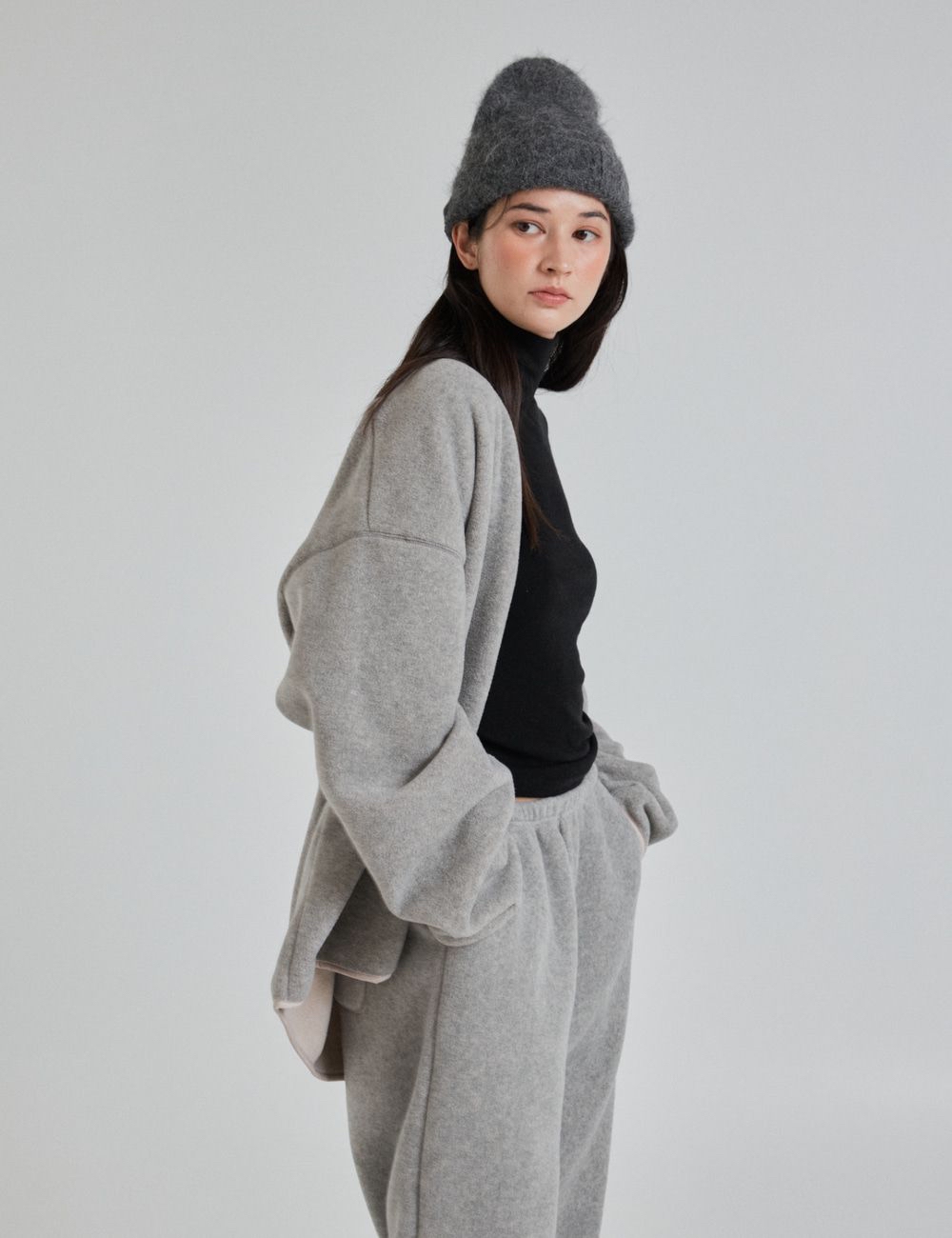 親子羊絨保暖外套 (Melange Grey M88-98/Adult S)