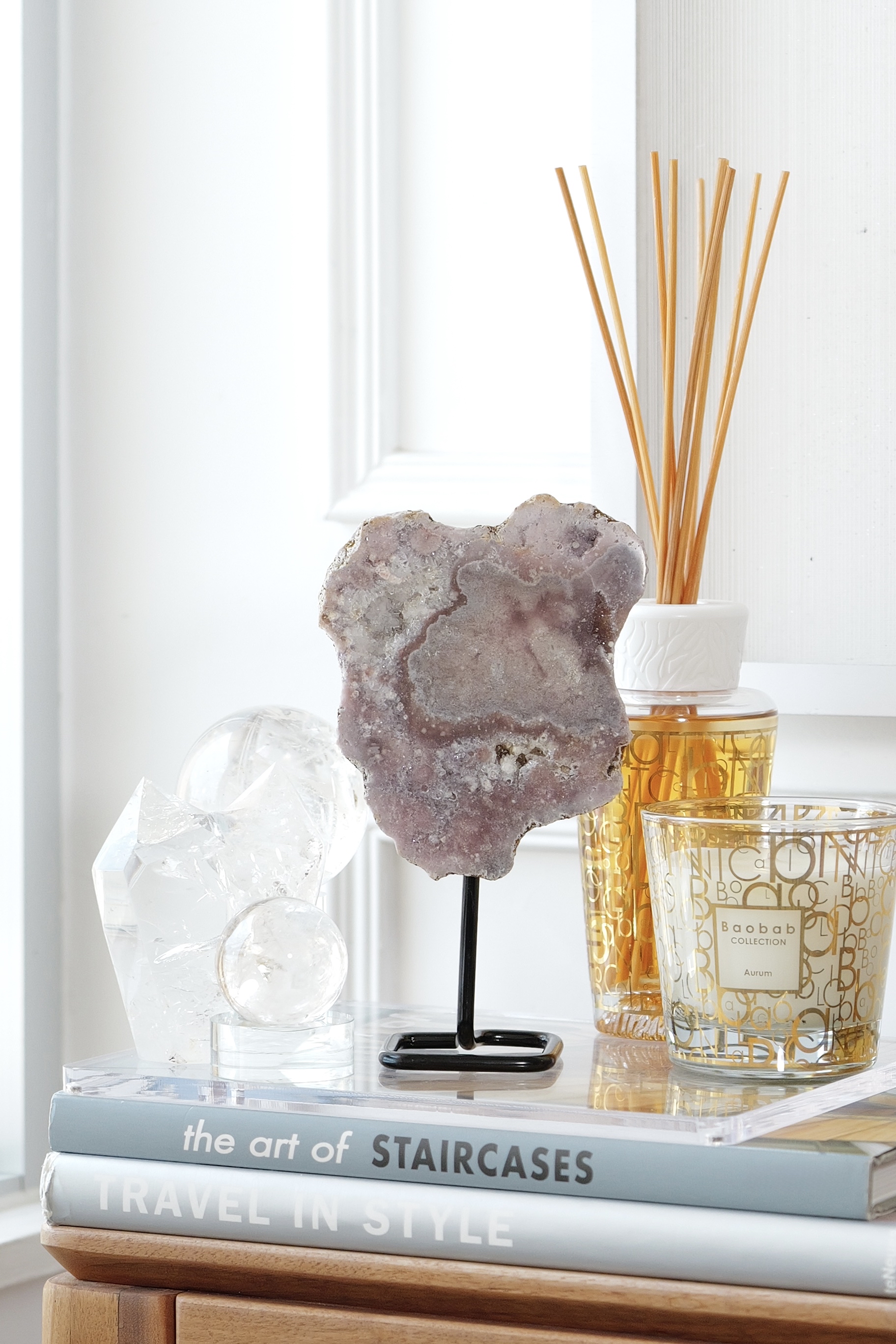 ༒19.8cm粉紅紫水晶 晶牙原石 連托架擺件༒PA.7008C2AGAA8-RA22*9em