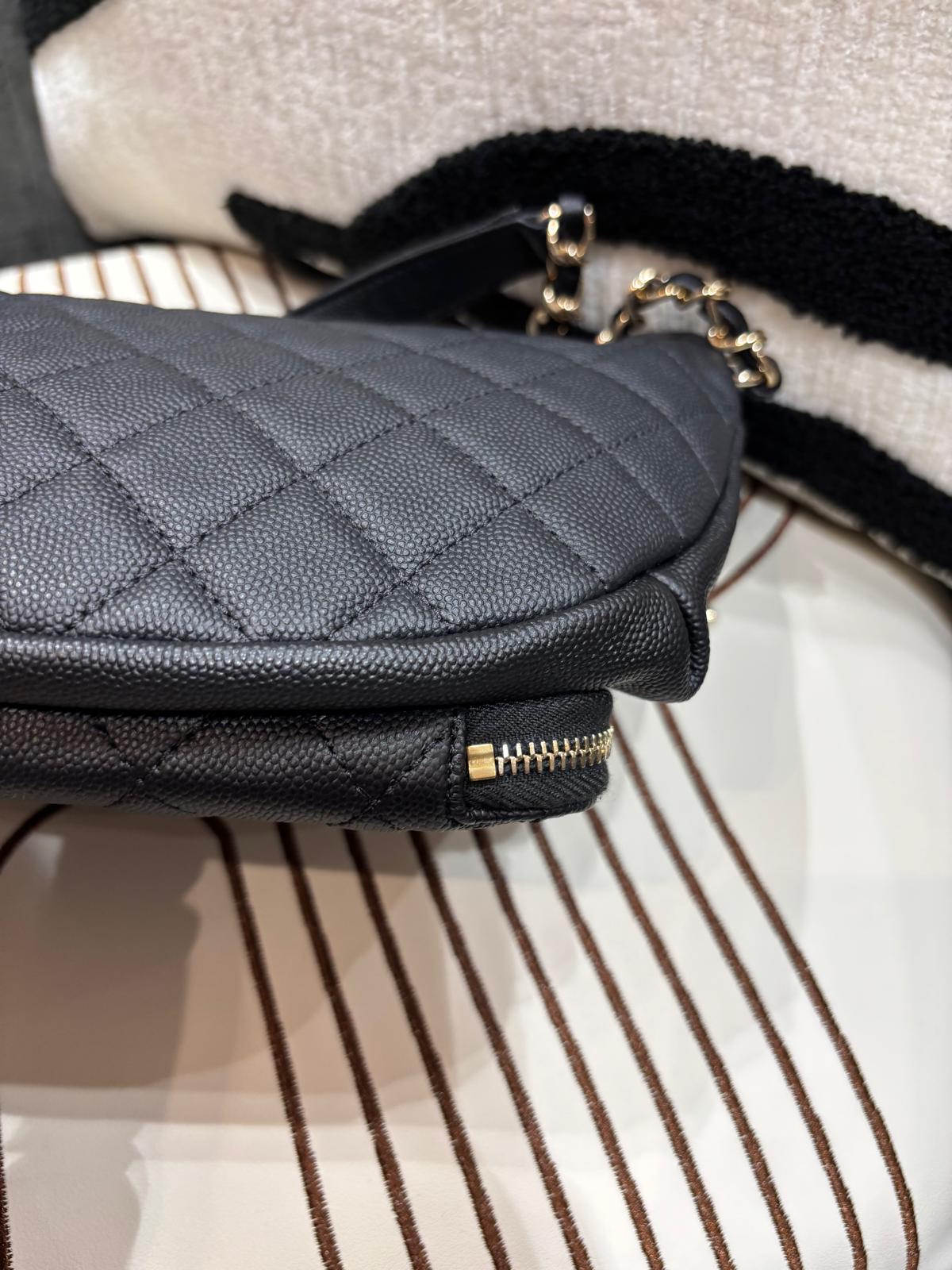 Chanel Waist Bag AS0987, Belt Bag hobo 黑色荔枝牛皮 100%Authentic,98%new  ✅28card✅塵袋✅BOX 