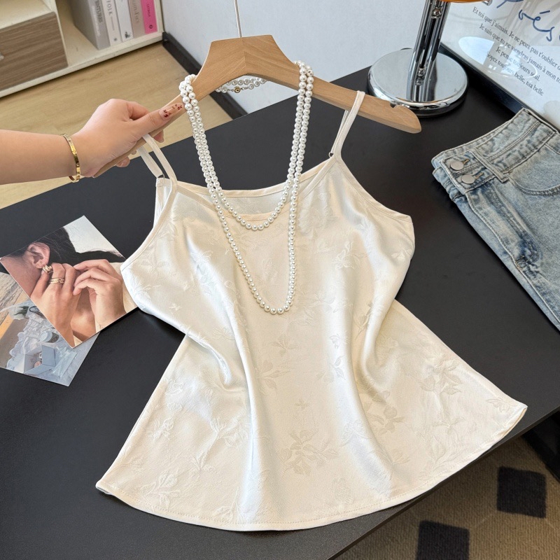 B40(0138吊带) 新中式复古花叶提花3色内搭