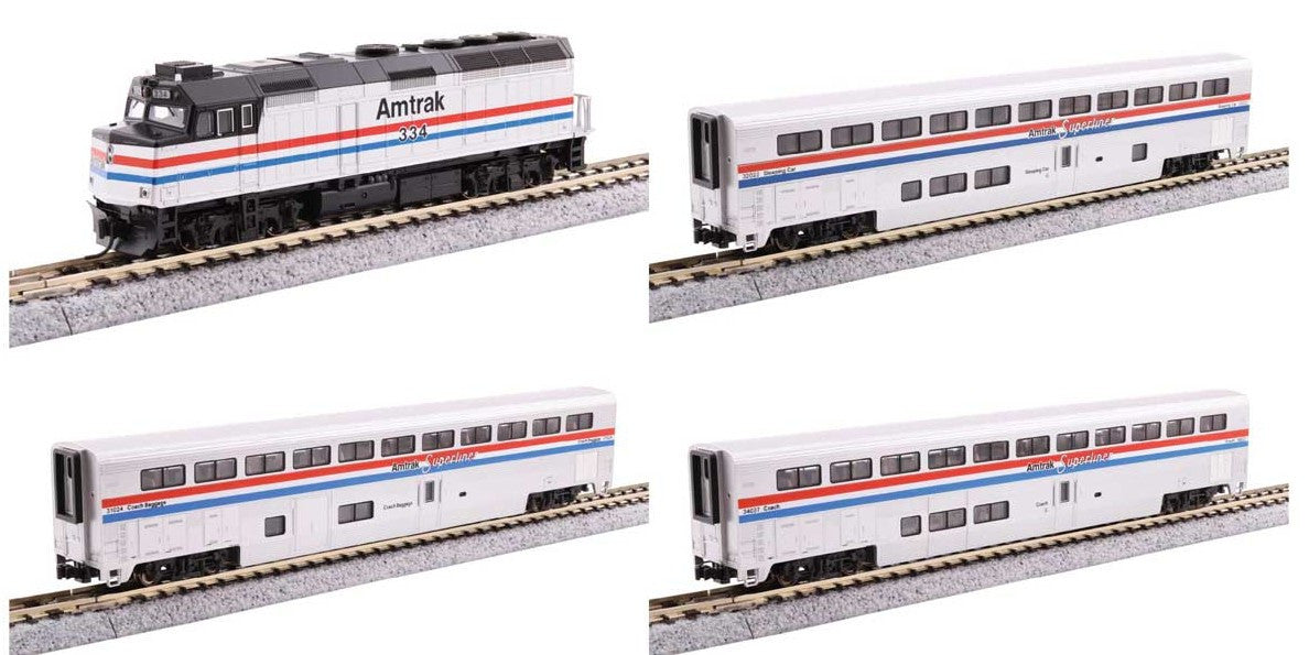 Kato 美鐵 Amtrak® F40PH 柴油機車與 Superliner® Phase III 雙層客車 4 輛組（預裝 DCC 數碼音效版）