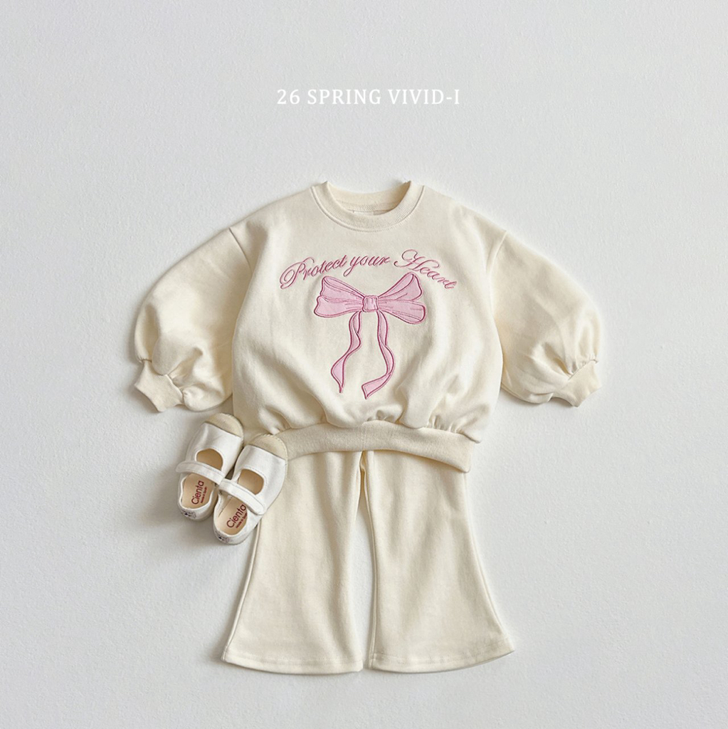 🌸預訂 韓國直送🌸🇰🇷VIVIDI四色絲帶刺繡泡泡袖喇叭褲上下套裝