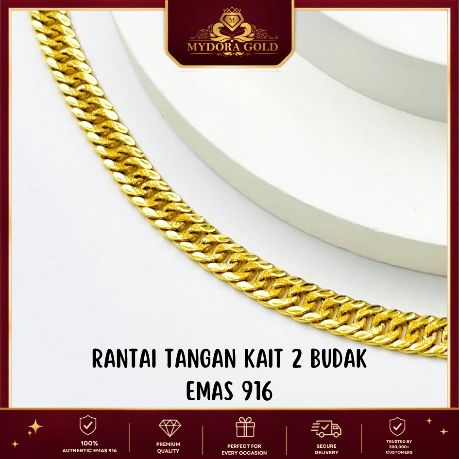 MYDORA Rantai Tangan Kait 2 Budak l EMAS 916/22K