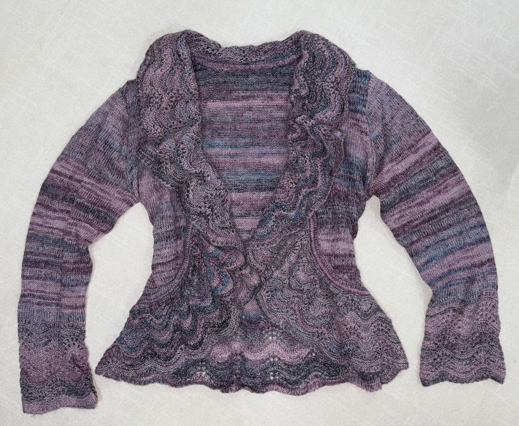 Heathered Ruffle Knit Cardigan