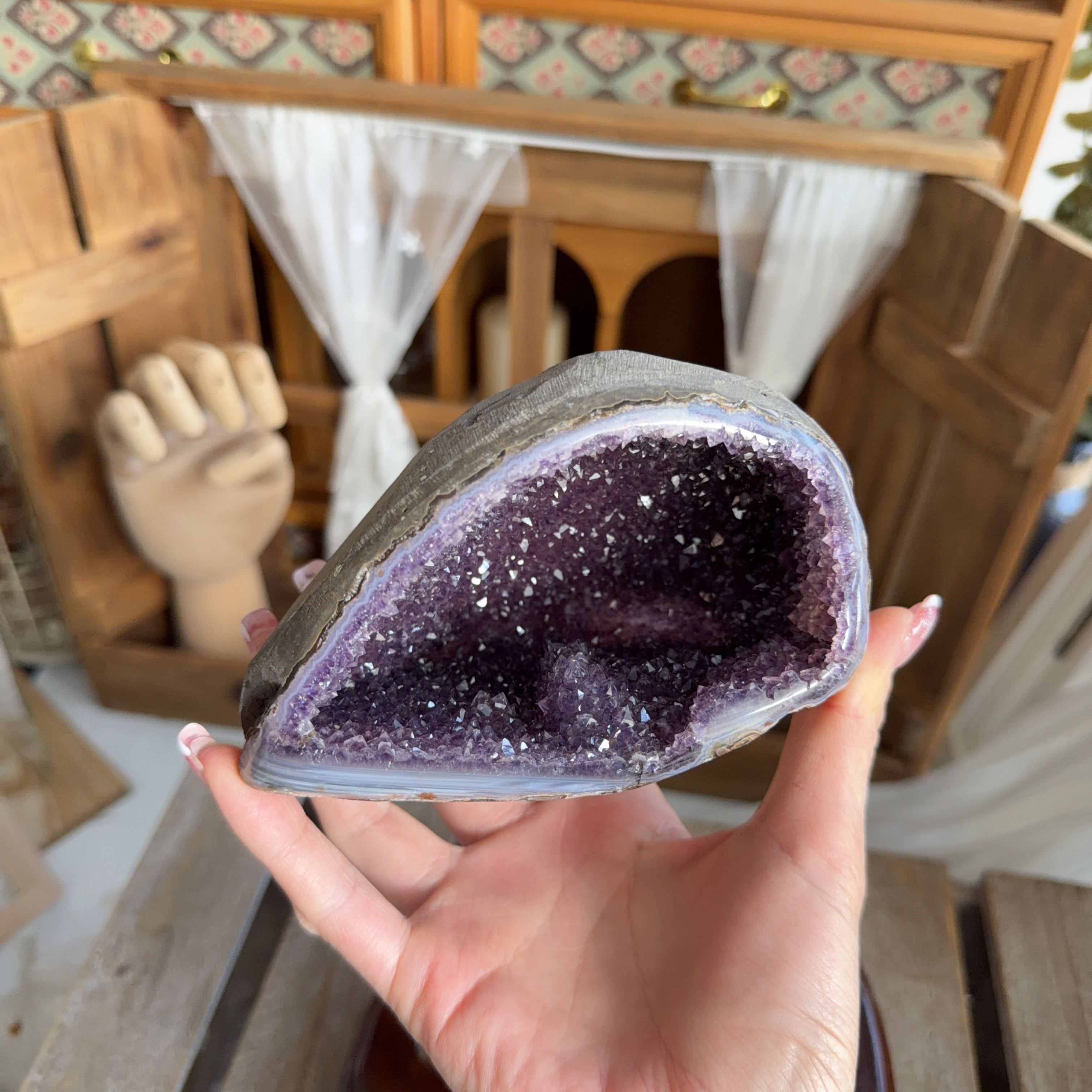 原皮紫晶錢袋子（包底座）