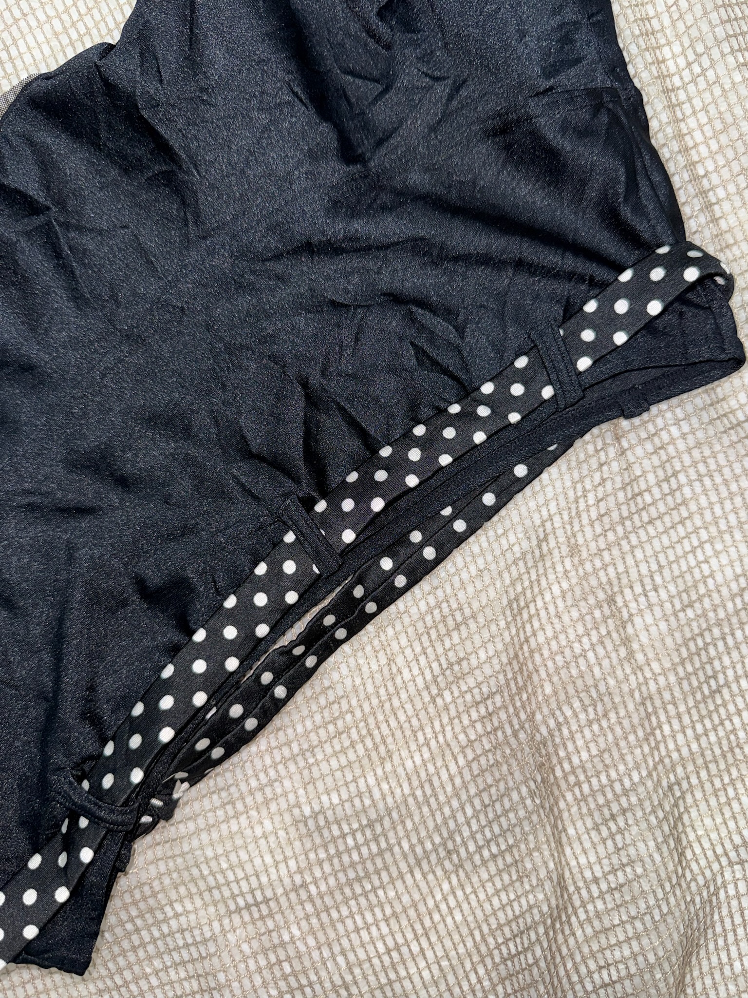 Black Mini Skirt with Polka Dot Bow