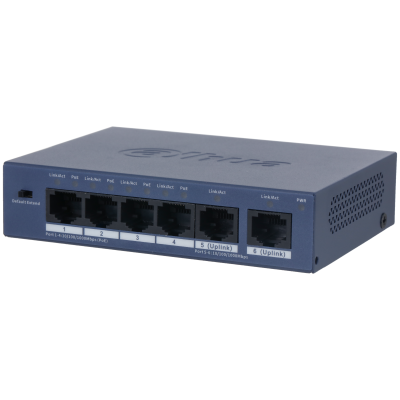 大華 DAHUA S3006-4GT-60 6-Port Unmanaged Desktop Gigabit Switch with 4-Port PoE (香港行貨，一年保用)