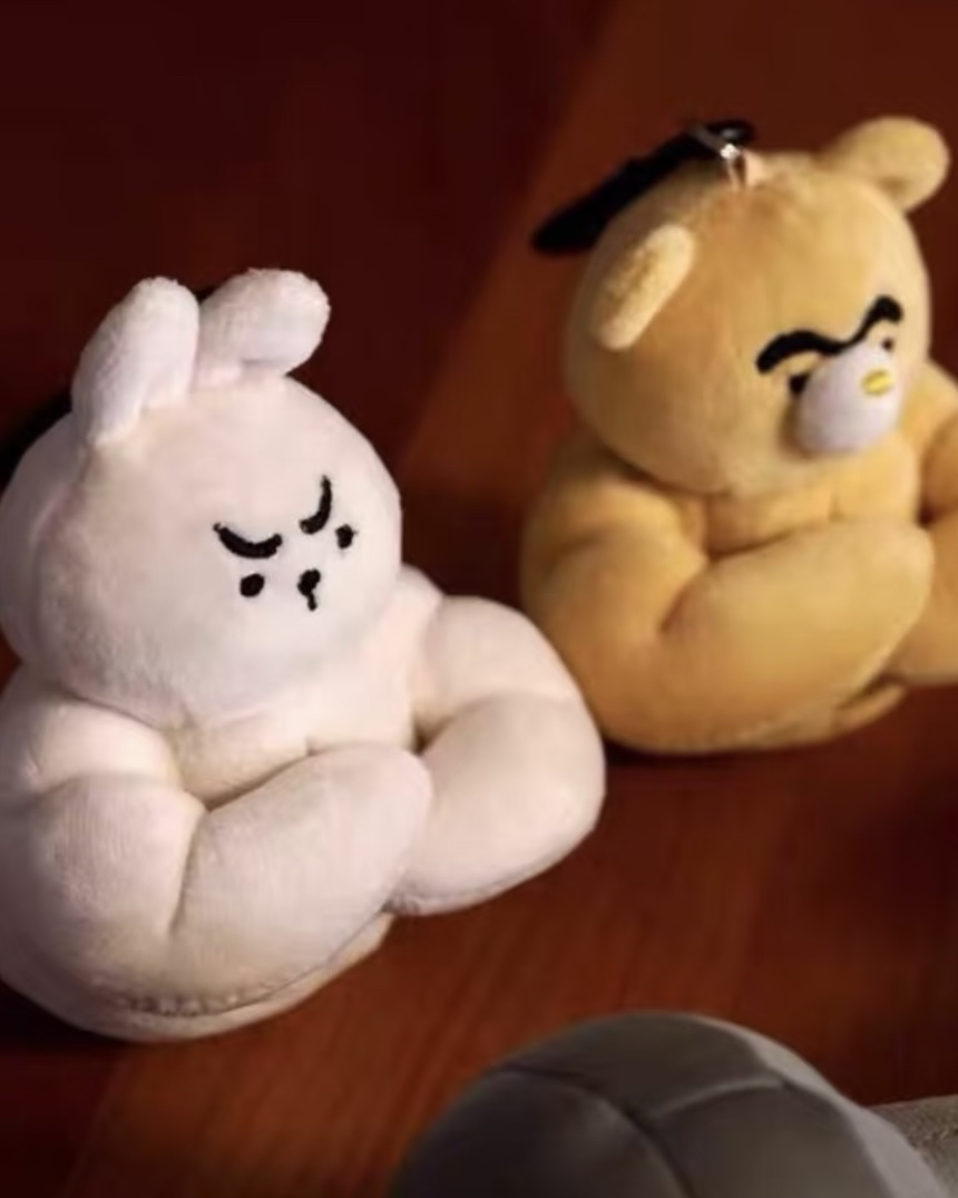 暴力可愛・厭世臉肌肉熊/兔 毛絨掛件 