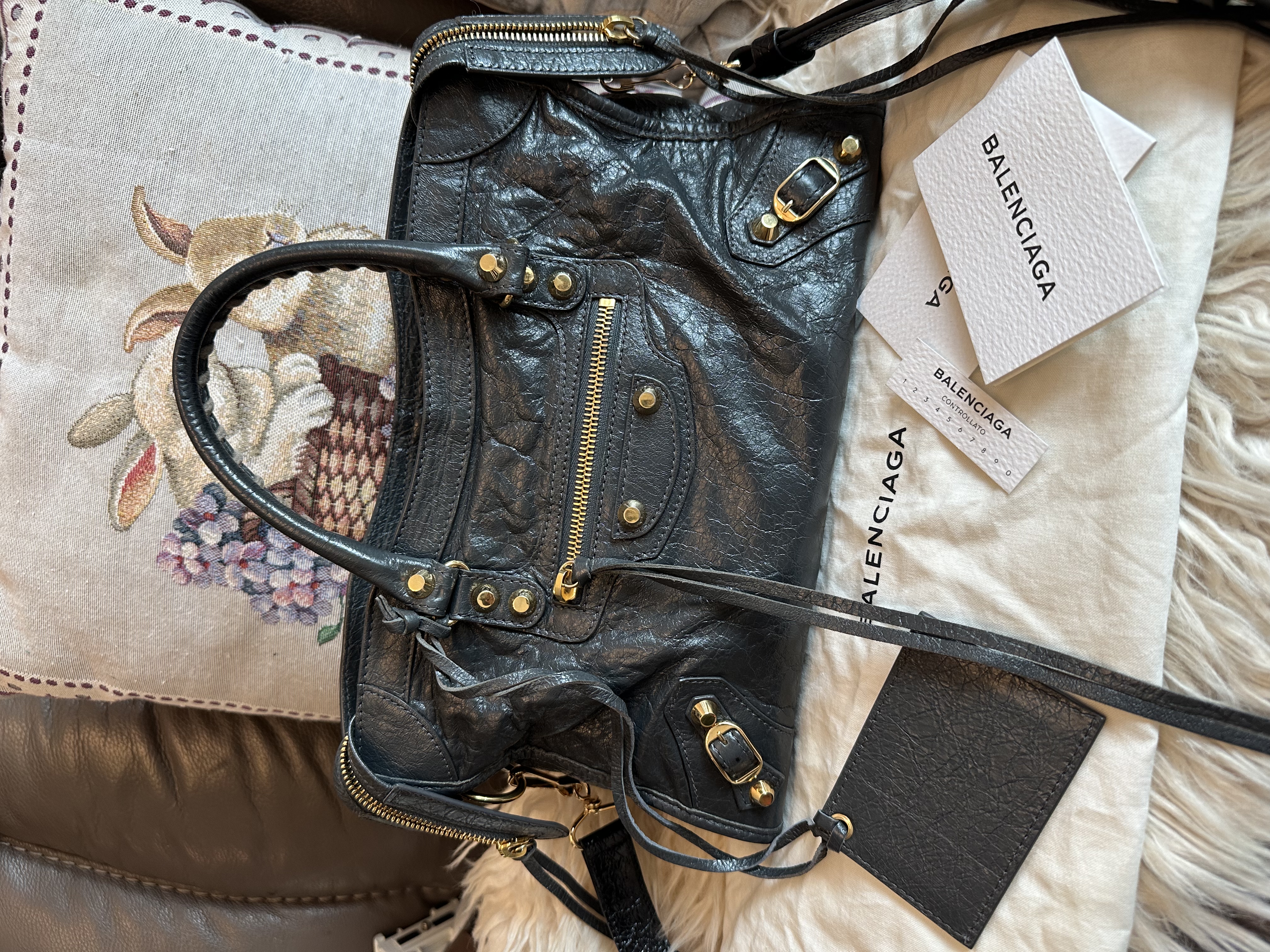 balenciaga dark grey city ghw 