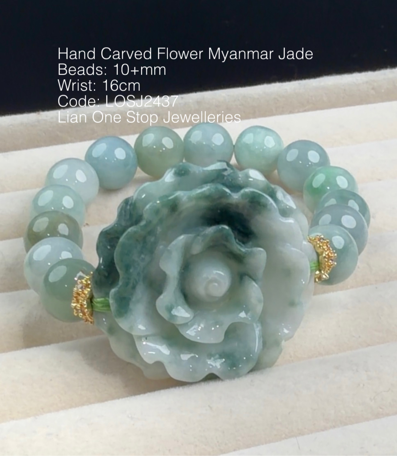 Code: LOSJ2437 Hand Carved Flower Myanmar Jade  