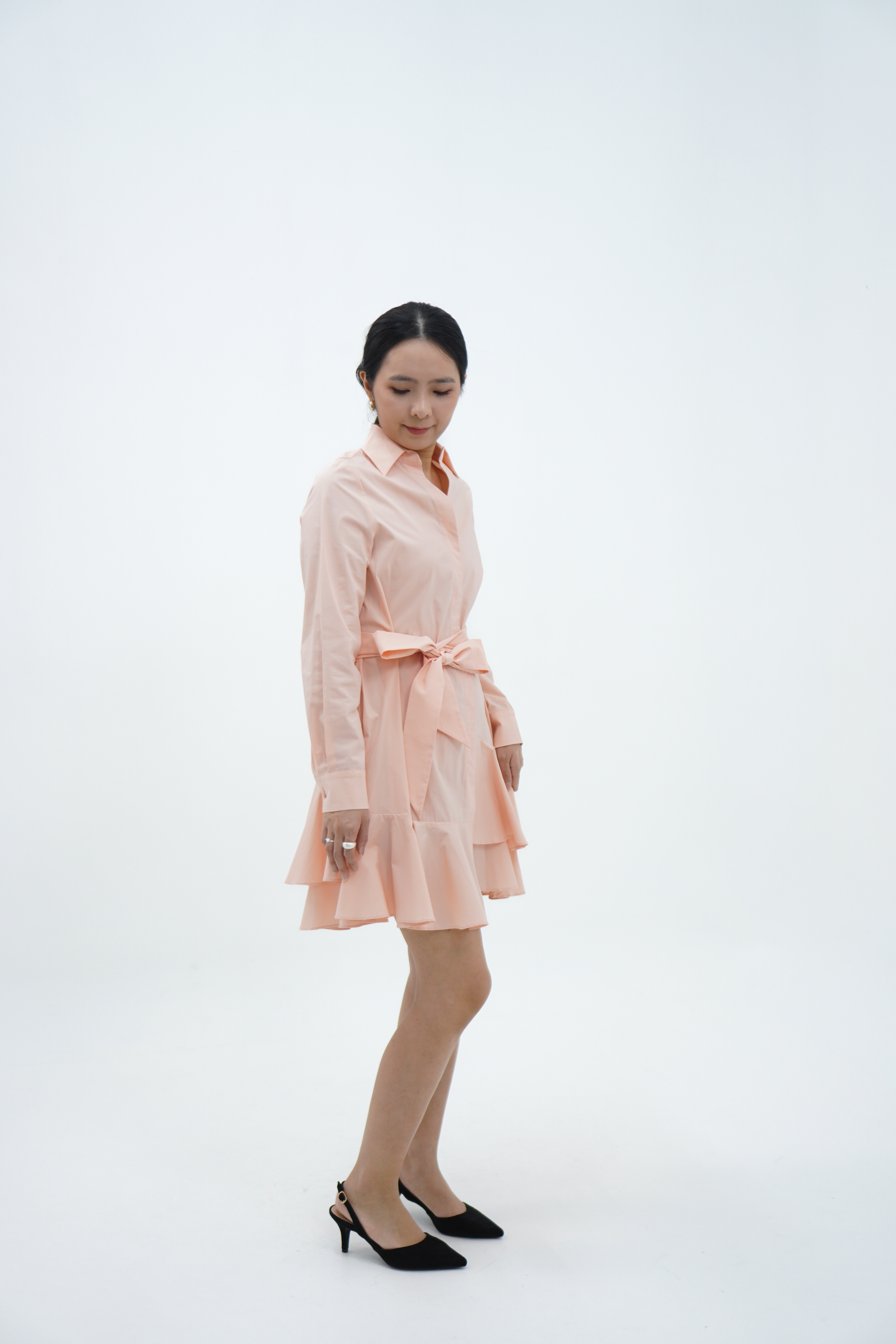 【设计师款】长袖层叠下摆连衣裙 Long Sleeve Dress with Ruffle Hem