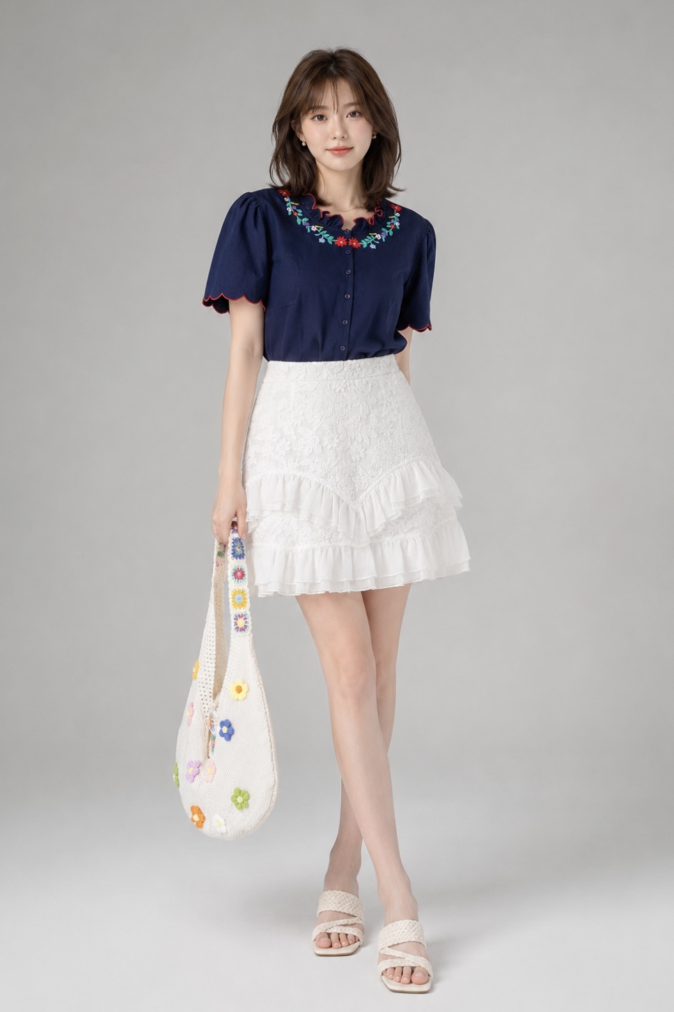 260221 Rosalie Embroidered Scallop Blouse