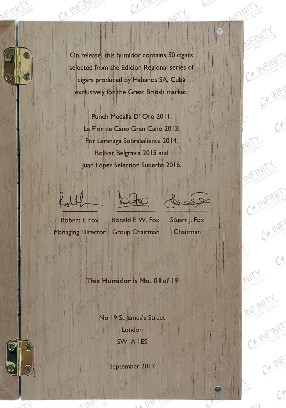 James J Fox 230th Anniversary Humidor (50'S)