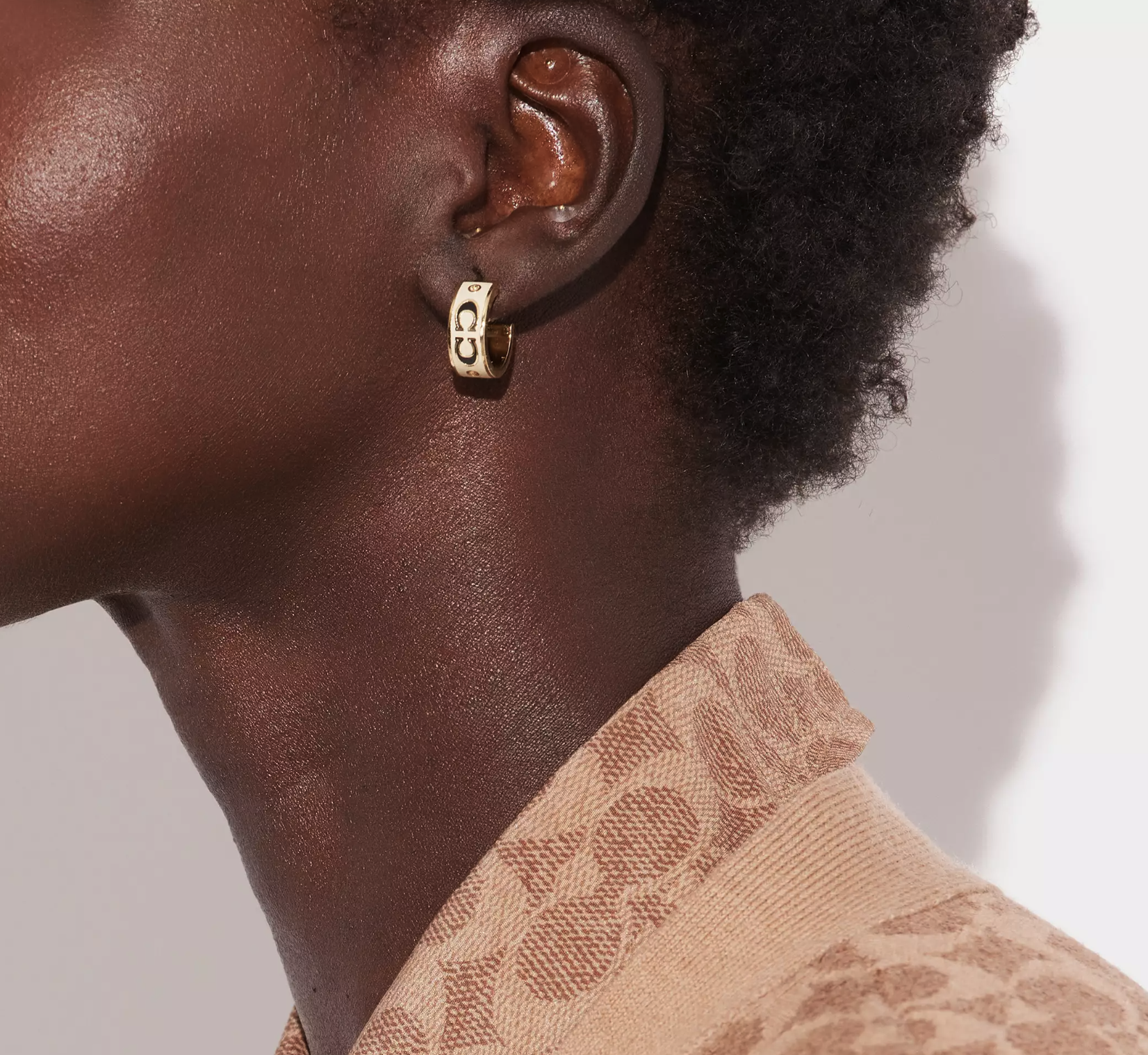 Coach Signature Enamel Huggie Earrings