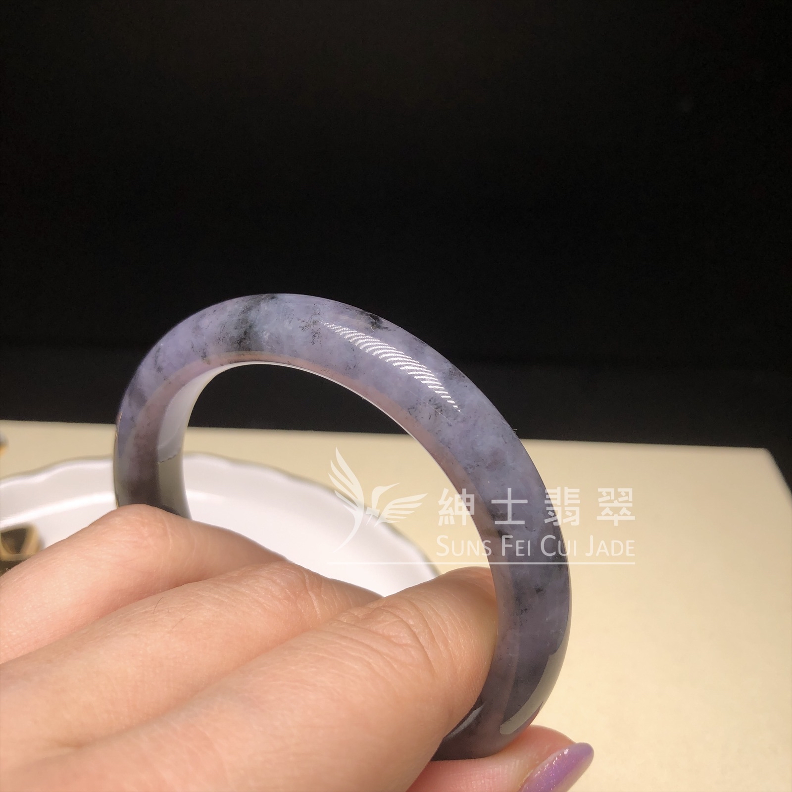 紫底山水烏雞福鐲53.6mm  C06270