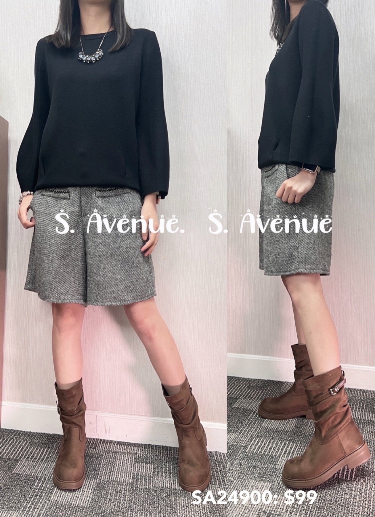 SA24900: 喇叭袖多色針織top