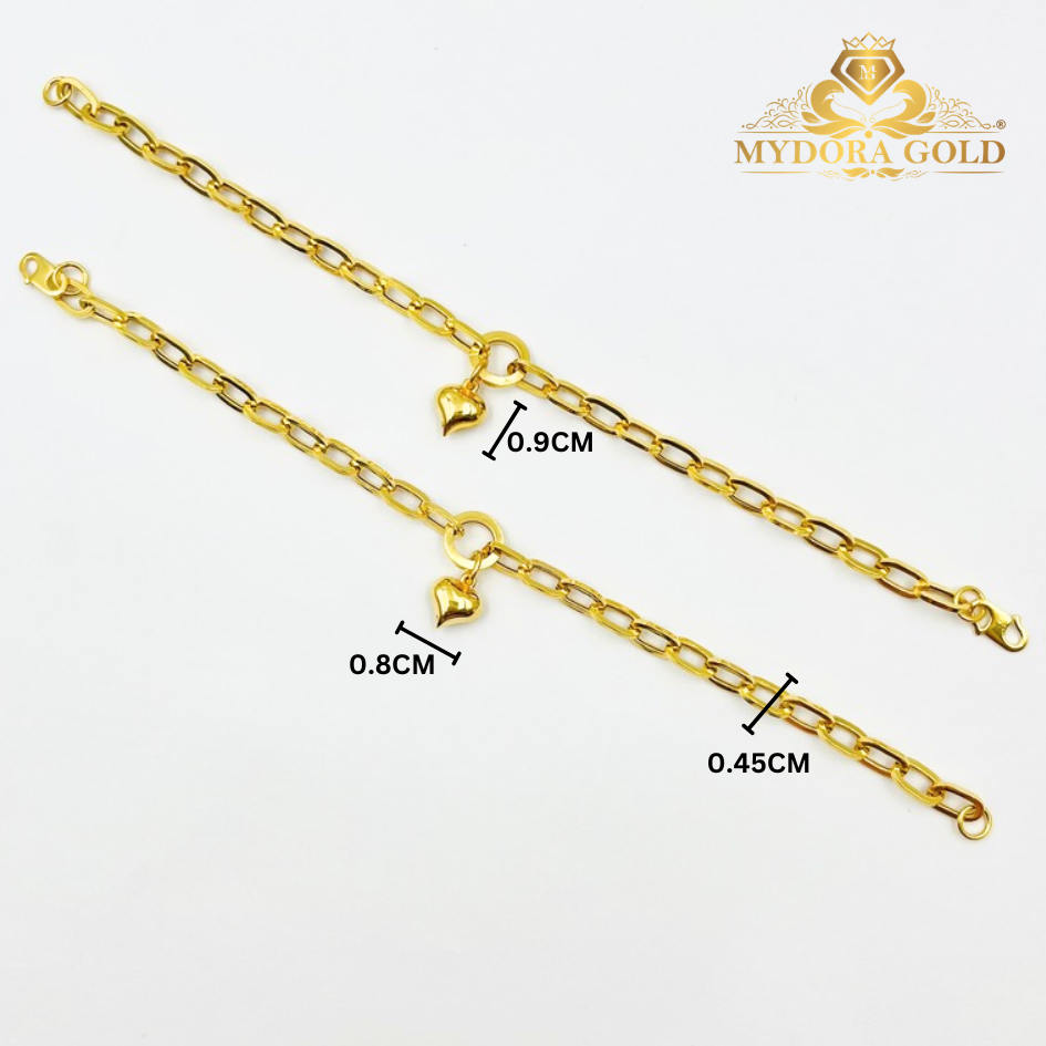 MYDORA Rantai Tangan Mini Paper Clip + Mini love l EMAS 916/22K