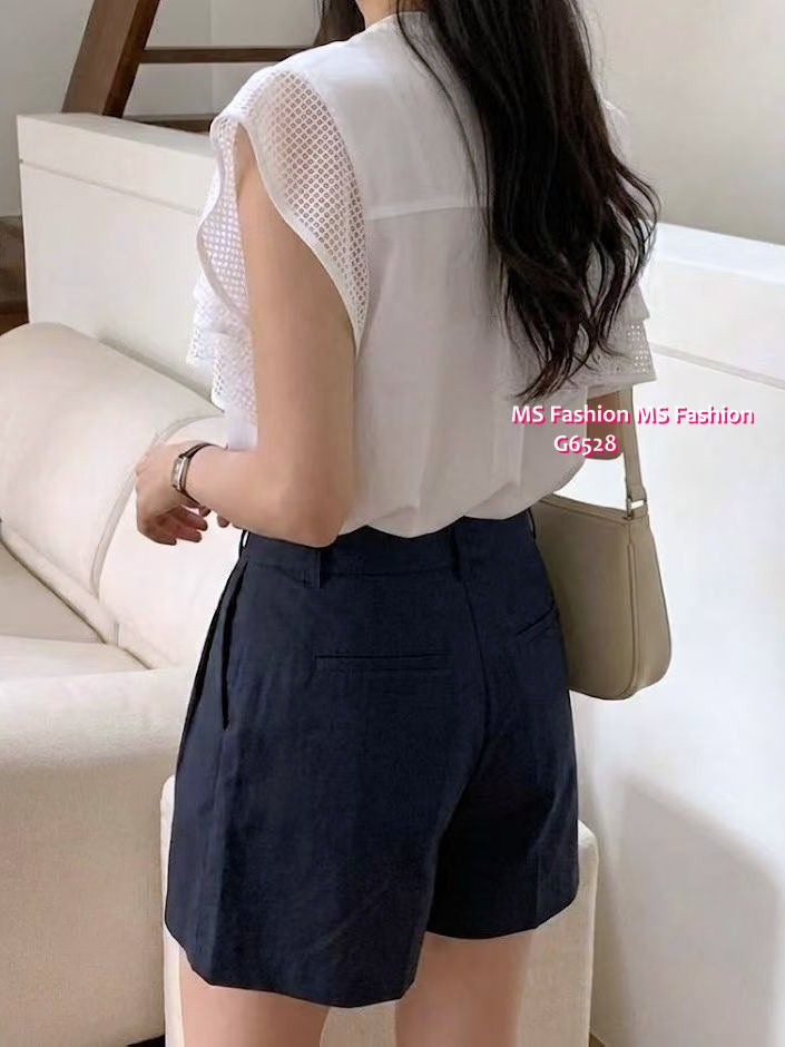 G6528 靚料格紋ruffle top