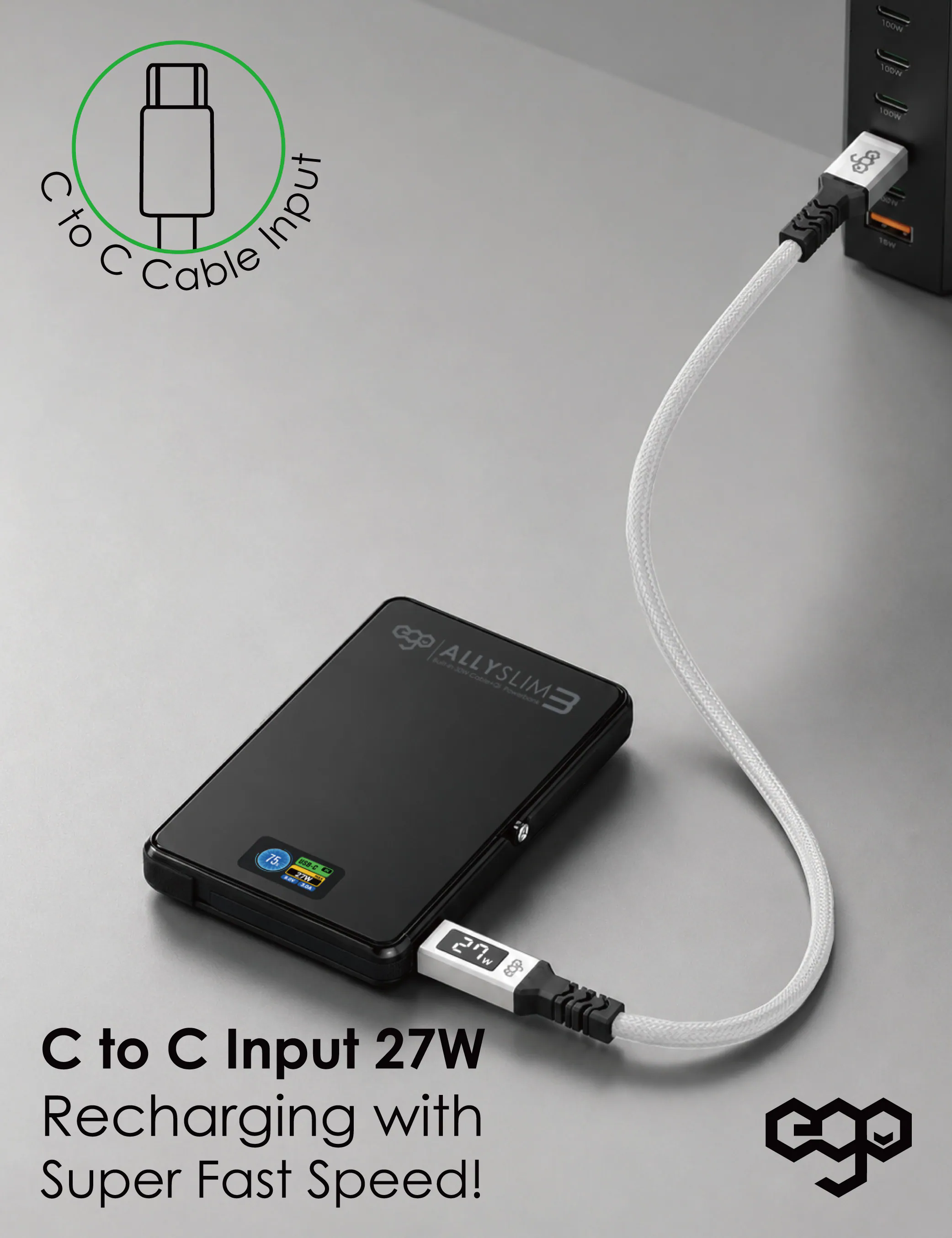 香港行貨 一年保養 EGO AllySlim3 @4in1 30W PD 10000mAh 外置電