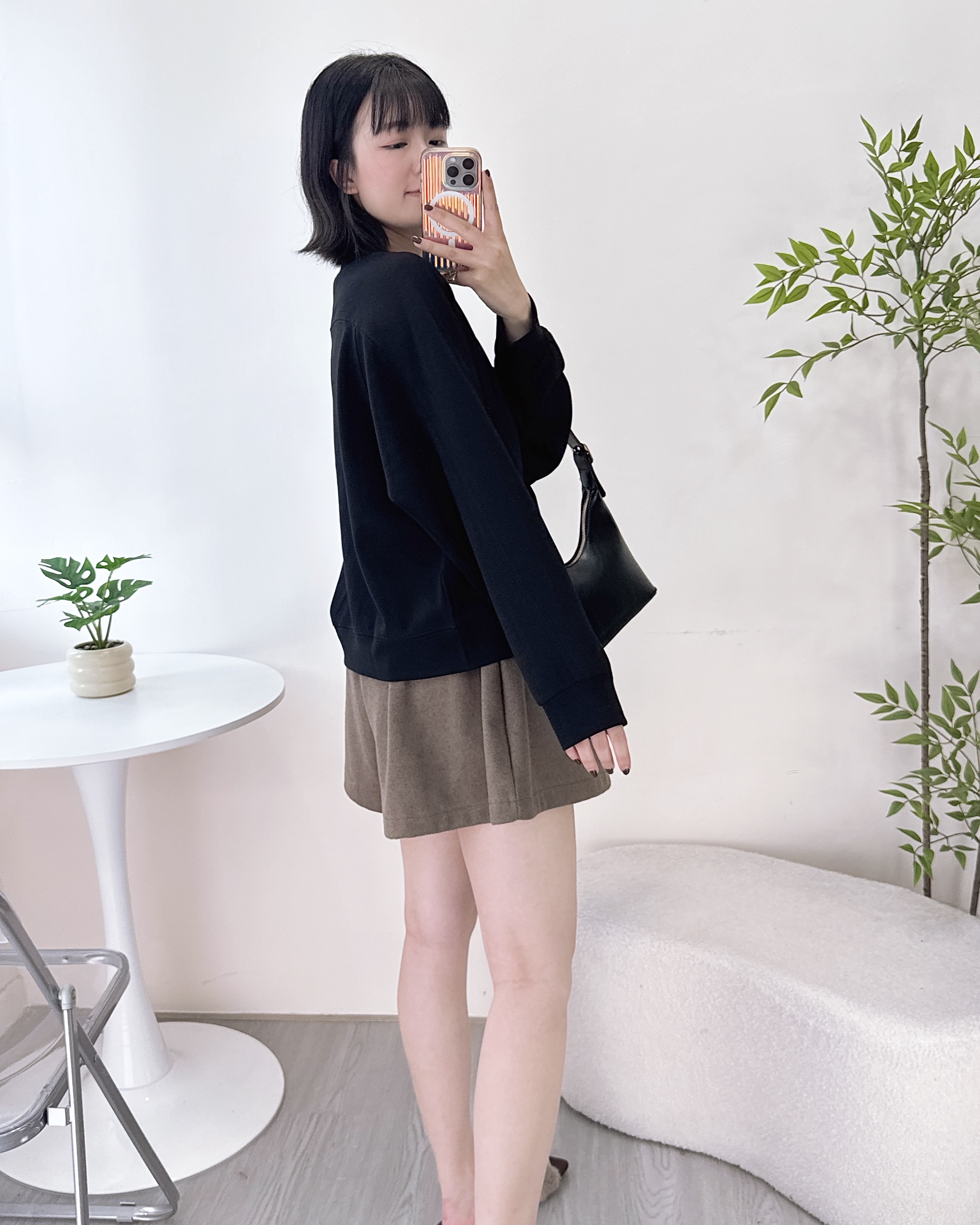 啪鈕滑身牛奶棉上衣/外套兩著 2色