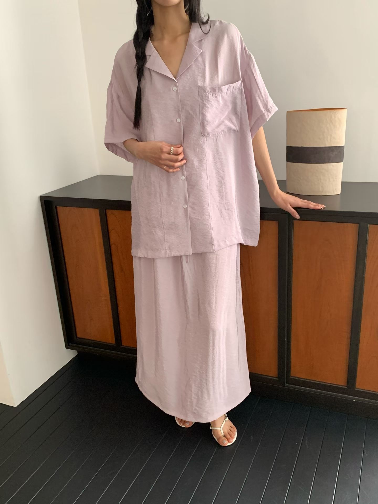 221317 滑料長裙