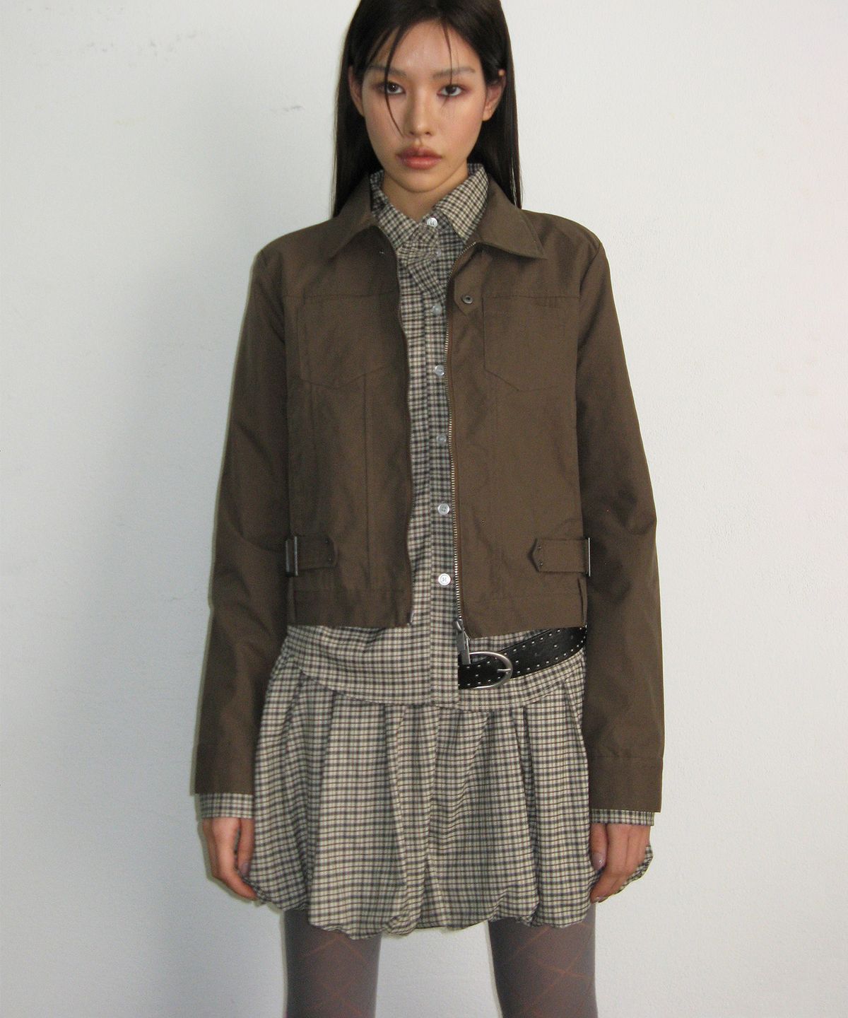 🇰🇷訂購｜PLACE STUDIO 26SS｜Belted Rivet Incision Blouson Cotton Jacket  2色