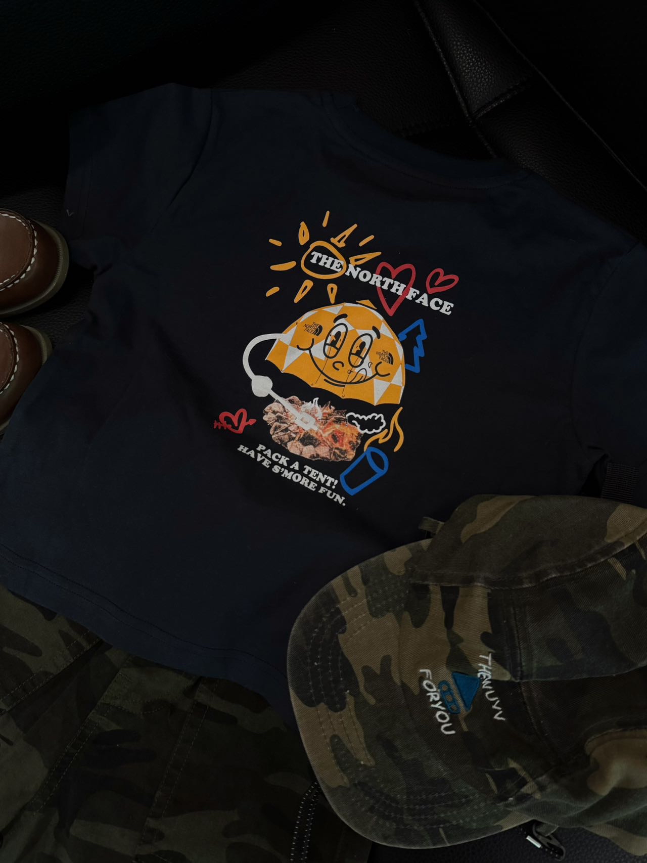 0642  親子❤️ TNF露營短袖+迷彩/牛仔褲