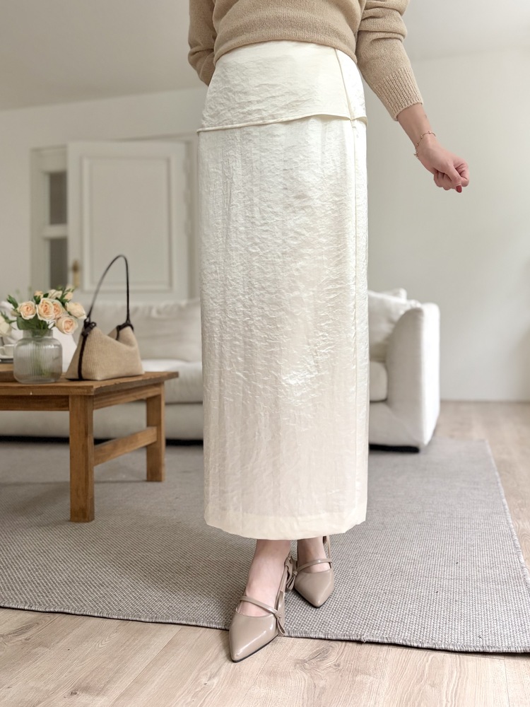 Layering Satin Skirt (Cream)