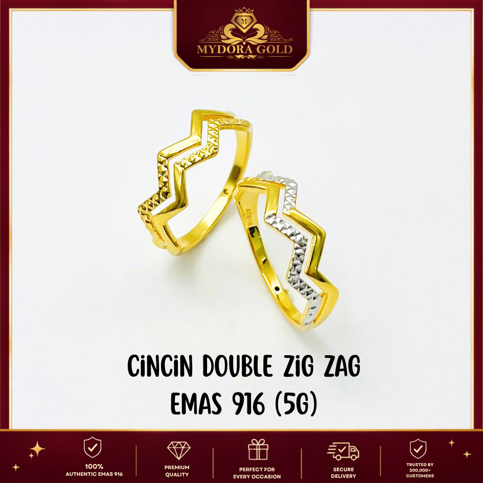 MYDORA Cincin Double Zig Zag (5G) l EMAS 916/22K