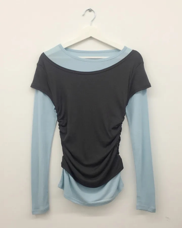 Layered Ruched Long Sleeve Top